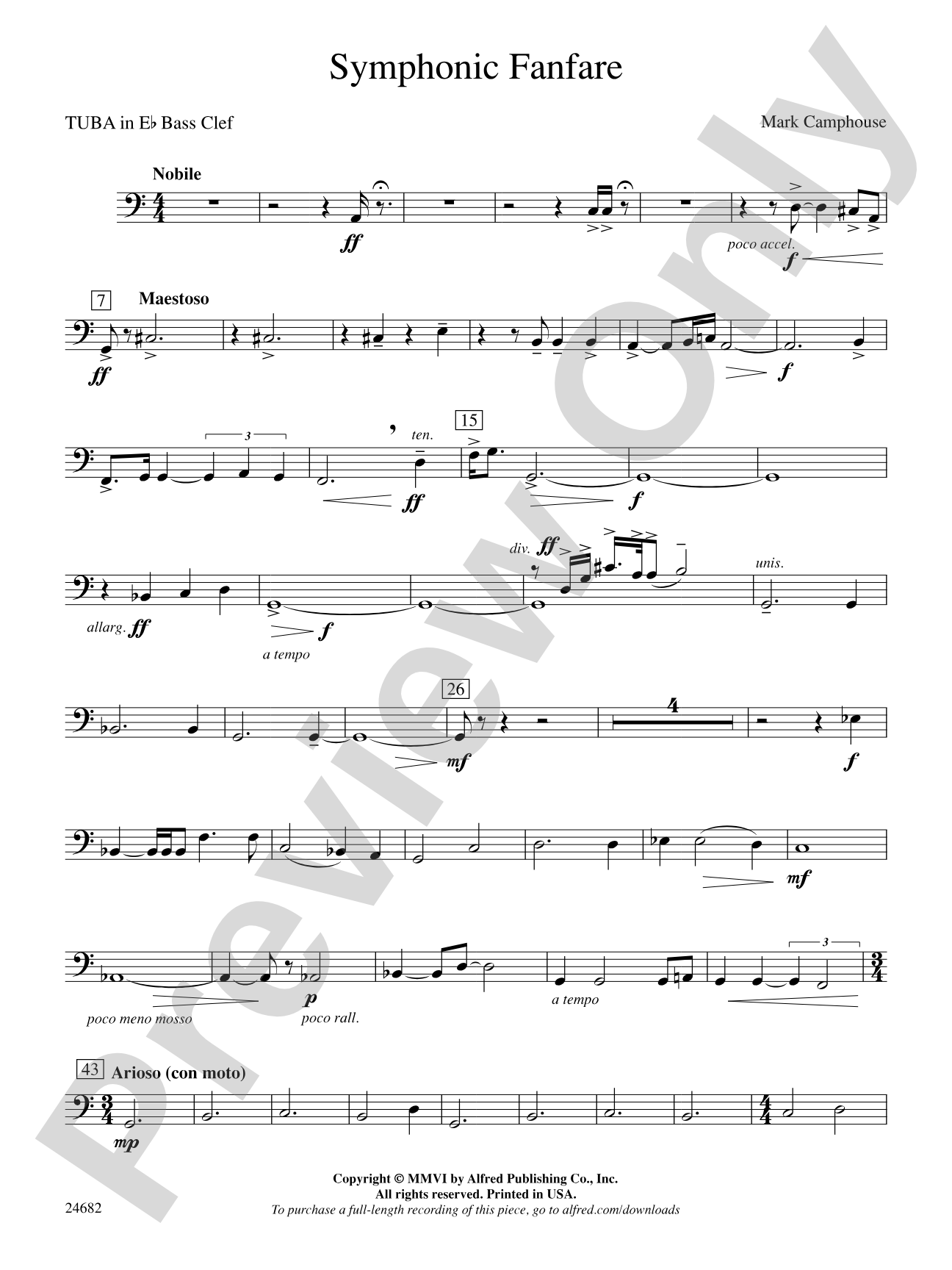 Symphonic Fanfare: (wp) E-flat Tuba B.C.