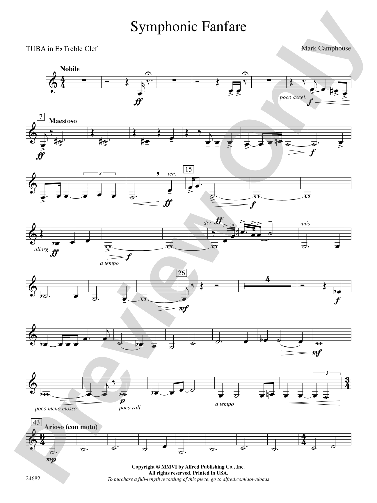 Symphonic Fanfare: (wp) E-flat Tuba T.C.