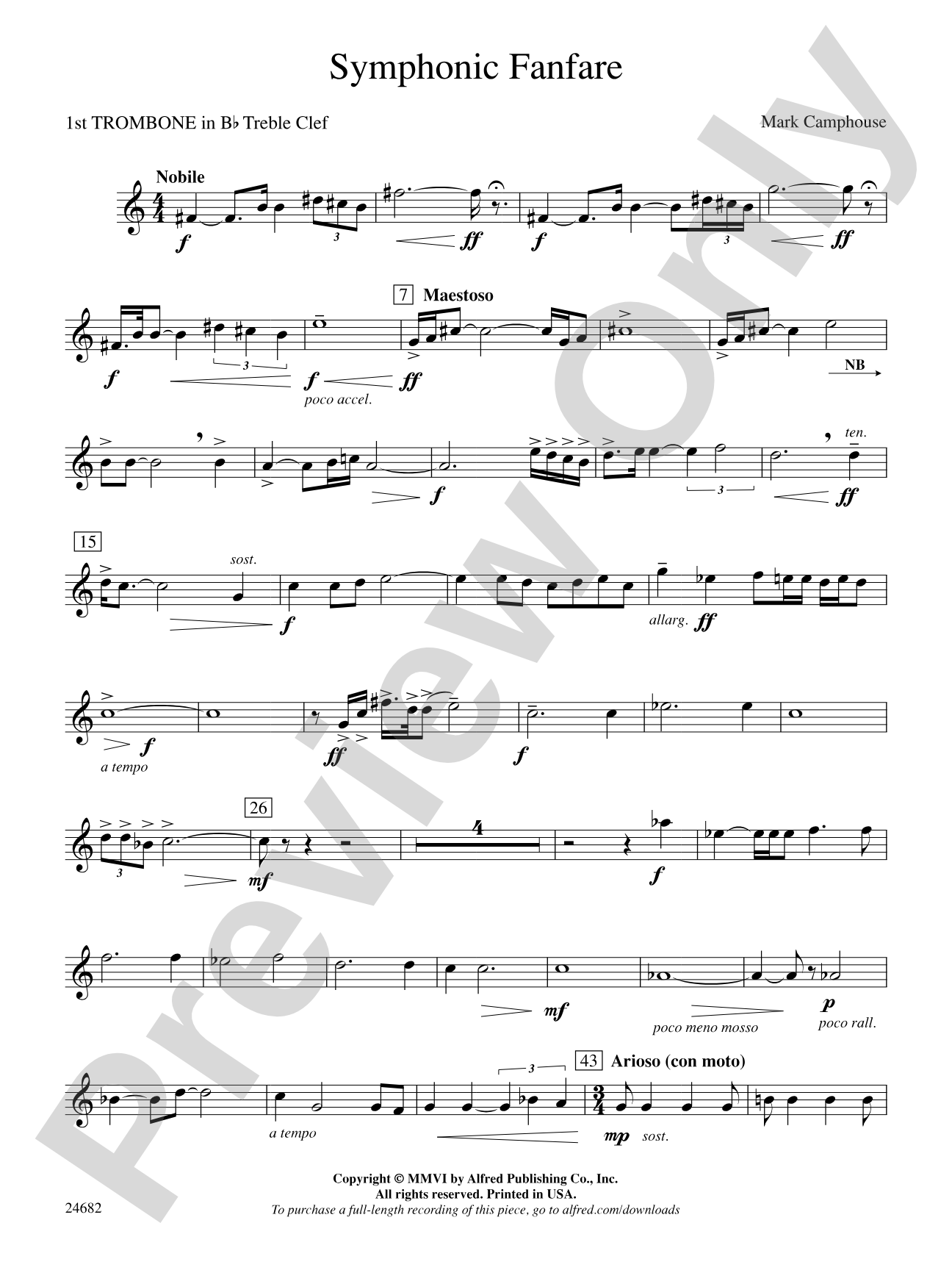 Symphonic Fanfare: (wp) 1st B-flat Trombone T.C.