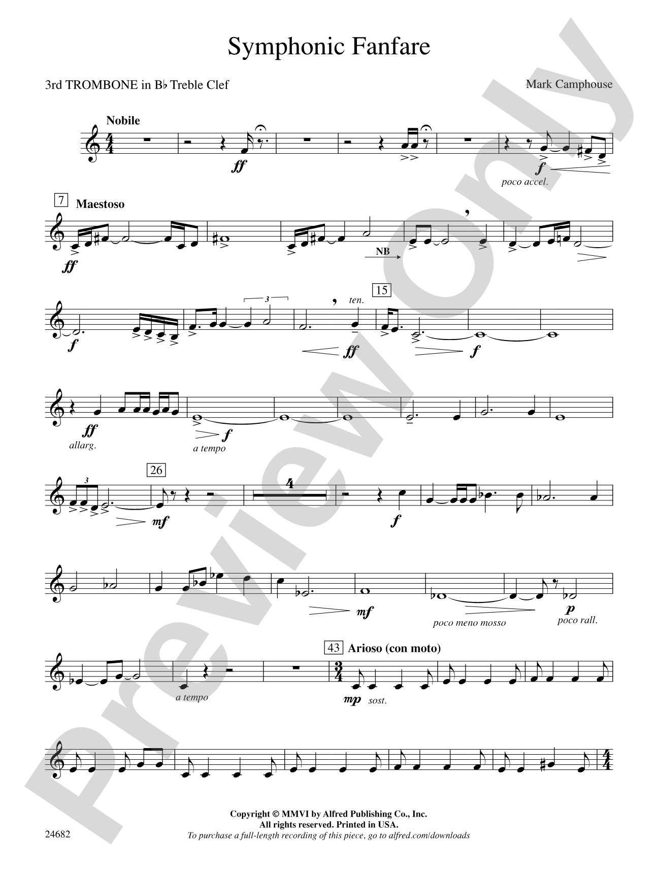 Symphonic Fanfare: (wp) 3rd B-flat Trombone T.C.