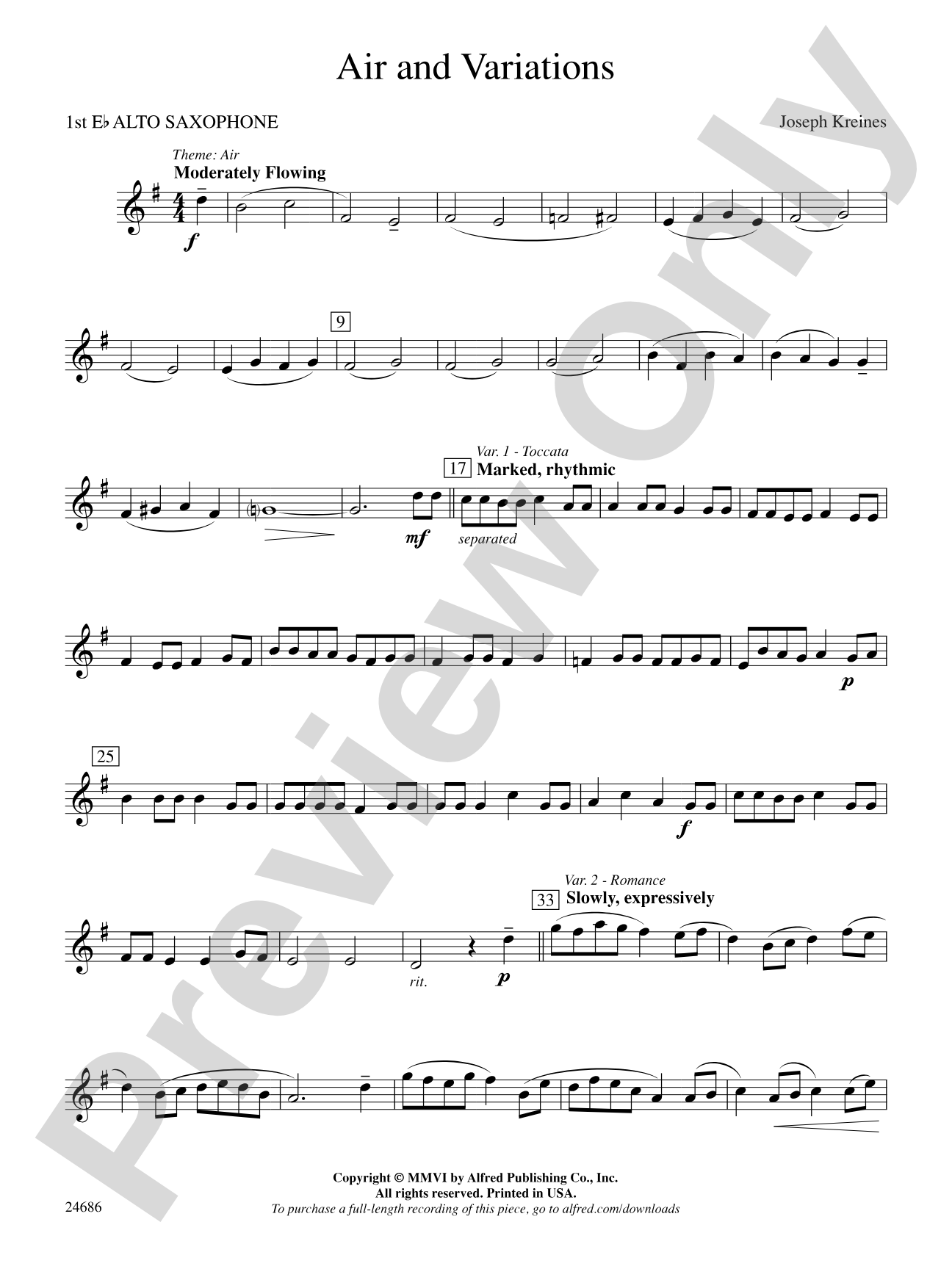 Air and Variations: E-flat Alto Saxophone