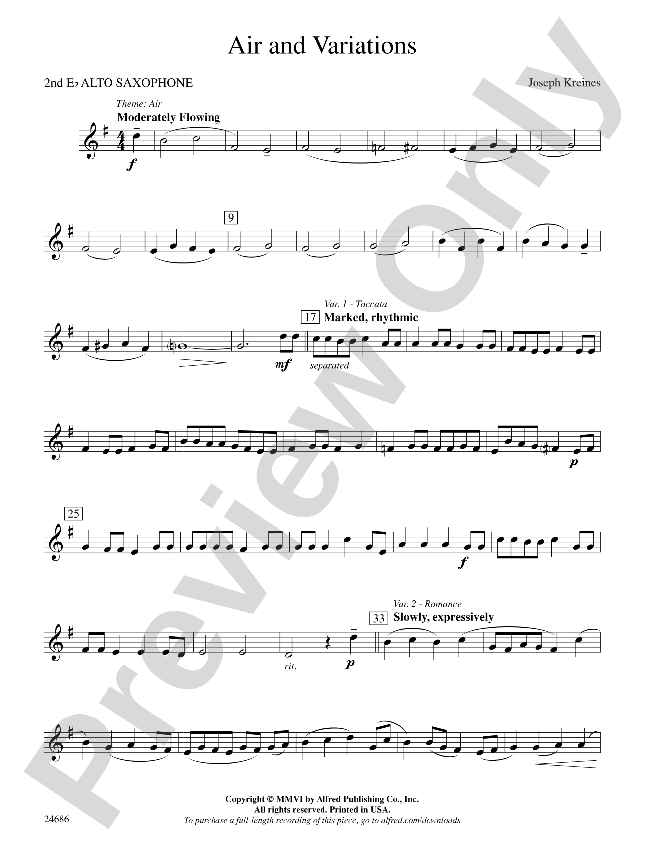 Air and Variations: 2nd E-flat Alto Saxophone