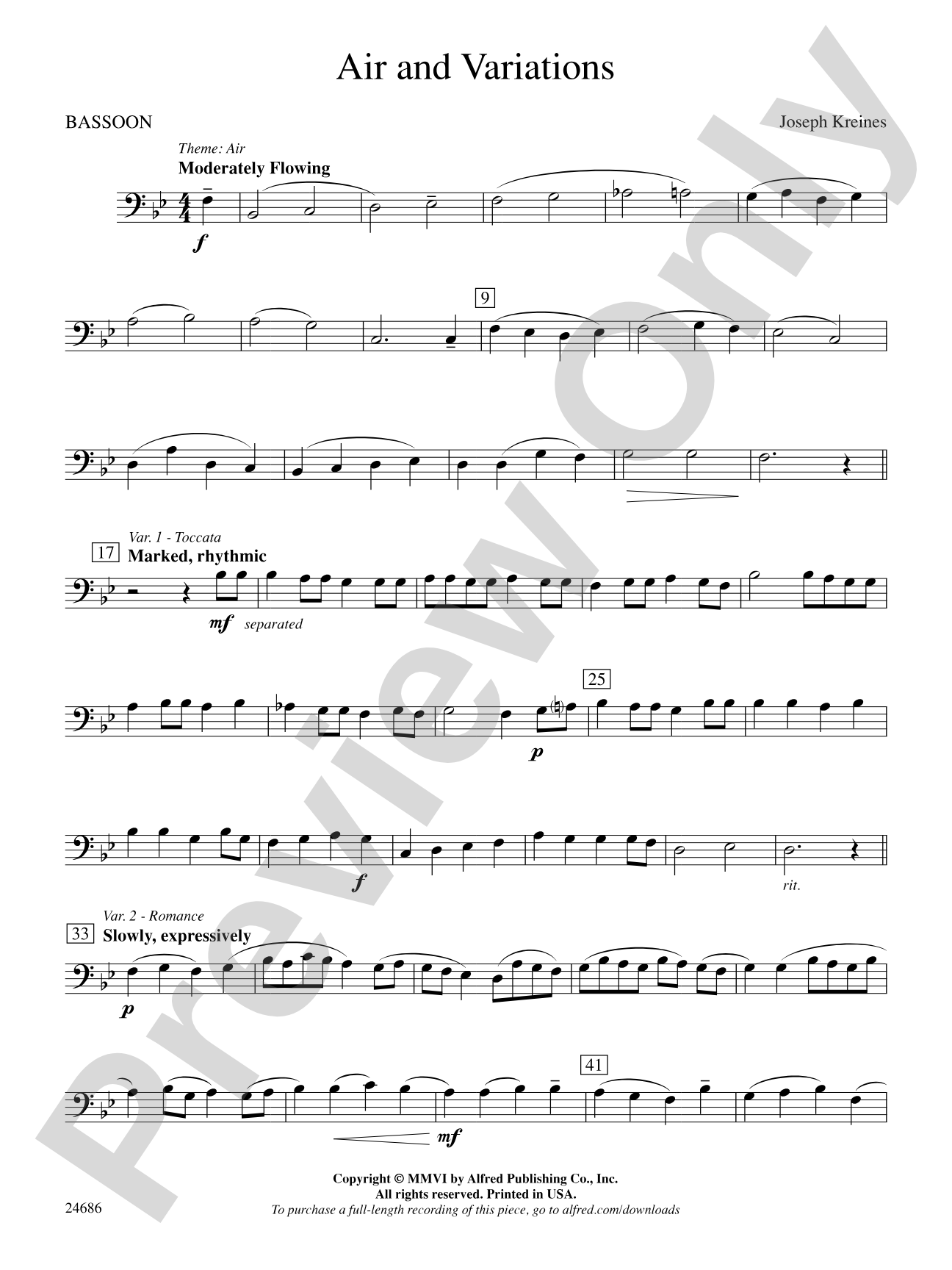 Air and Variations: Bassoon