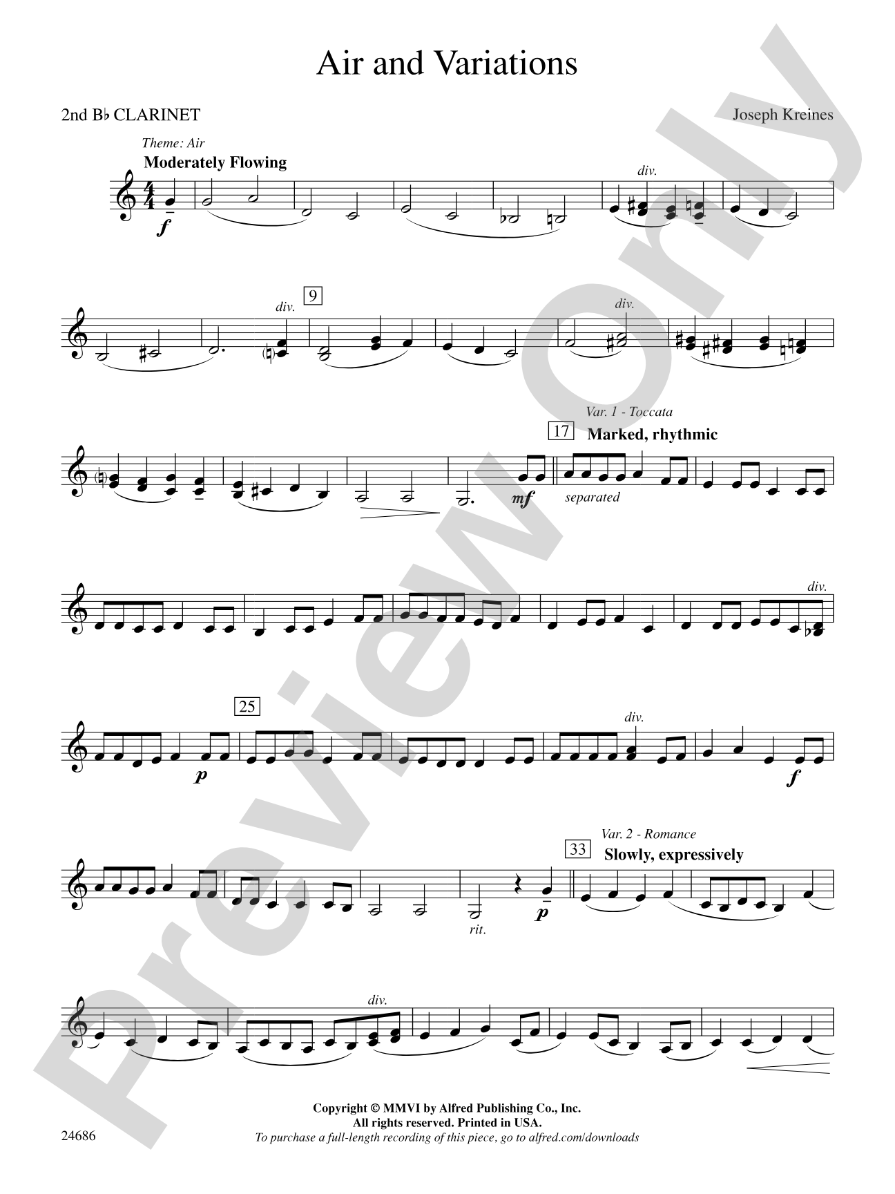 Air and Variations: 2nd B-flat Clarinet