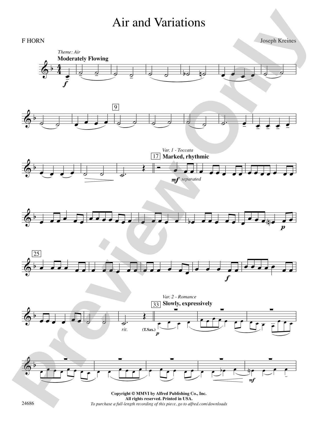 Air and Variations: 1st F Horn