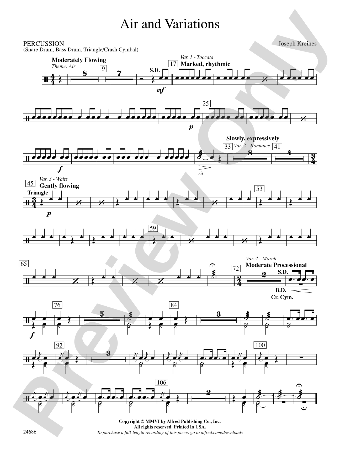 Air and Variations: 1st Percussion