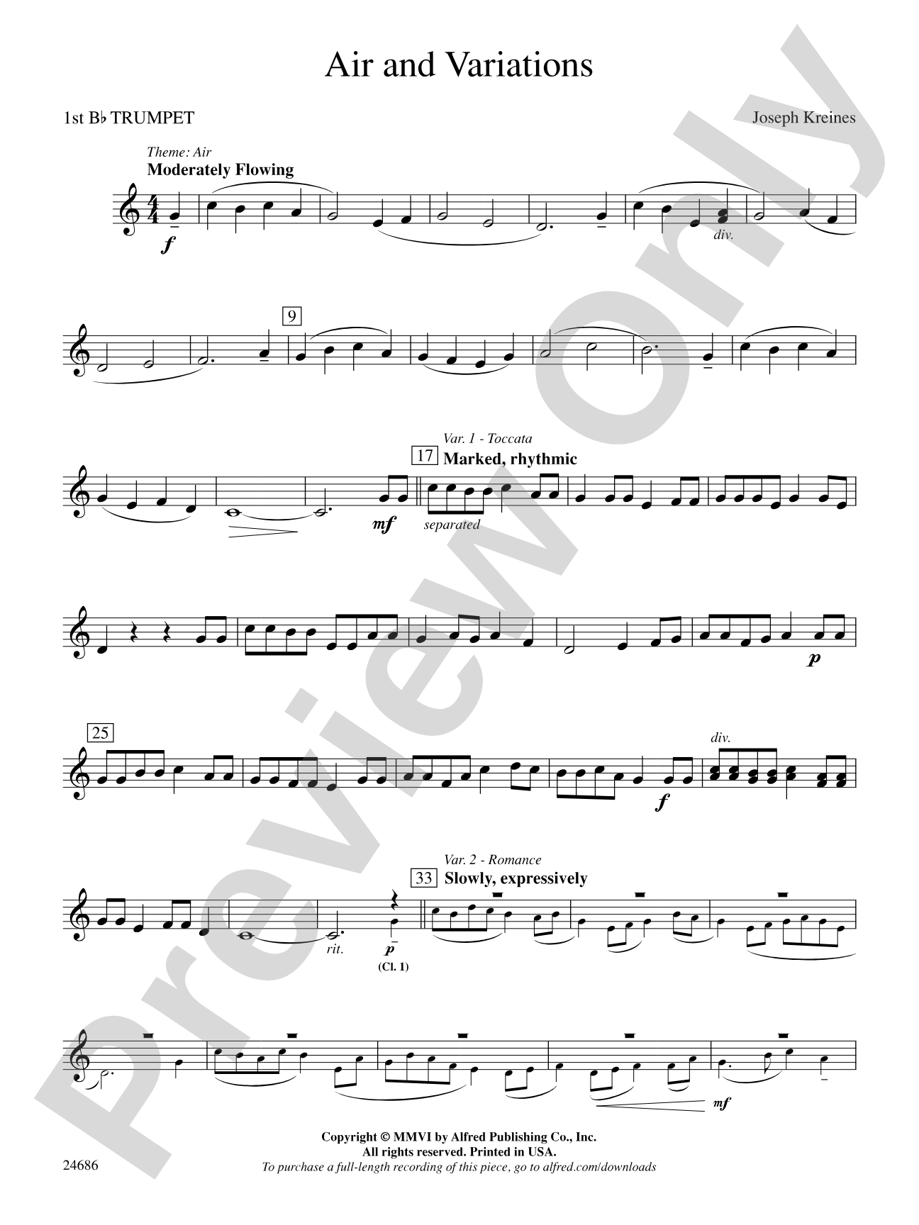 Air and Variations: 1st B-flat Trumpet