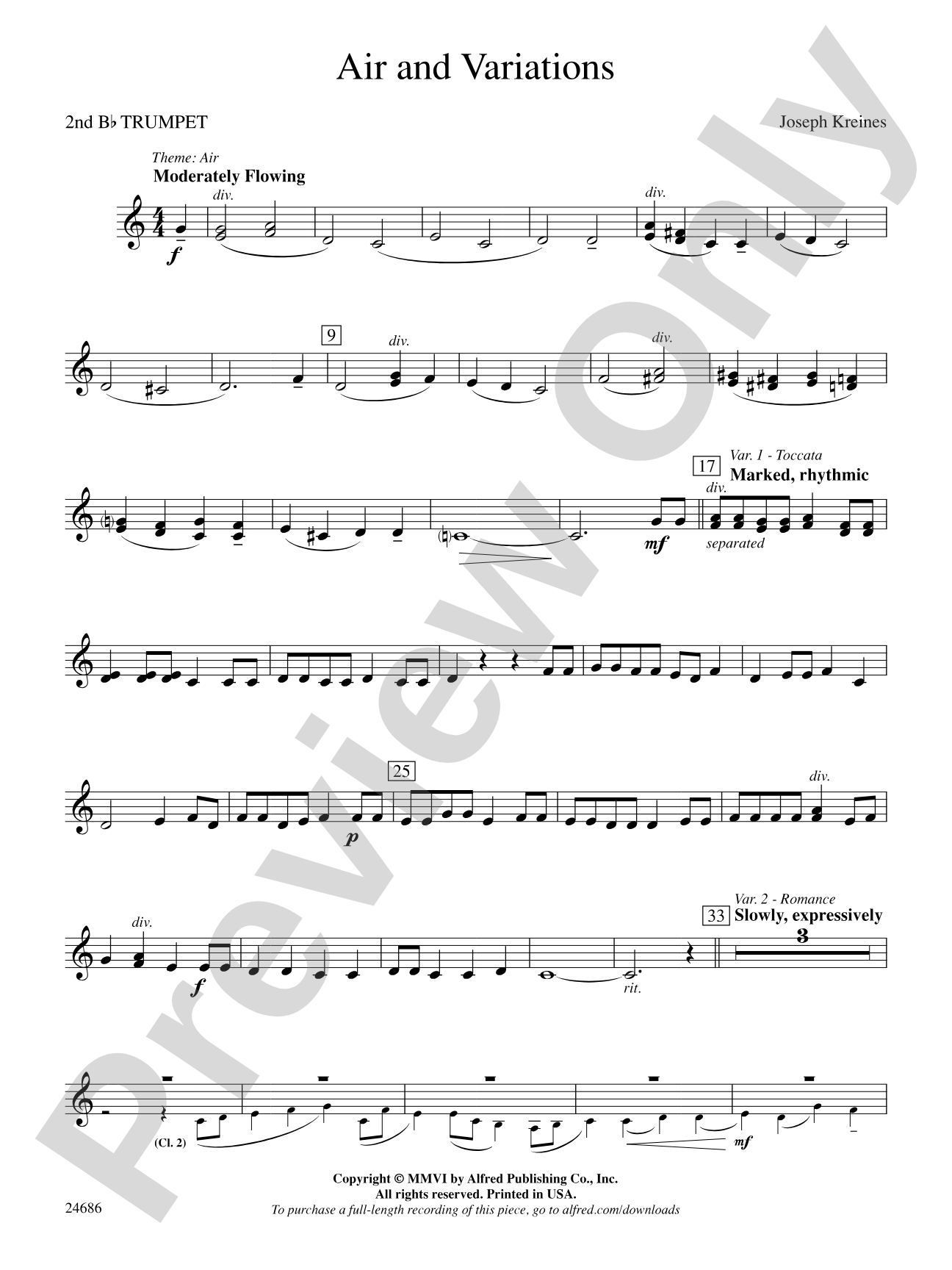 Air and Variations: 2nd B-flat Trumpet