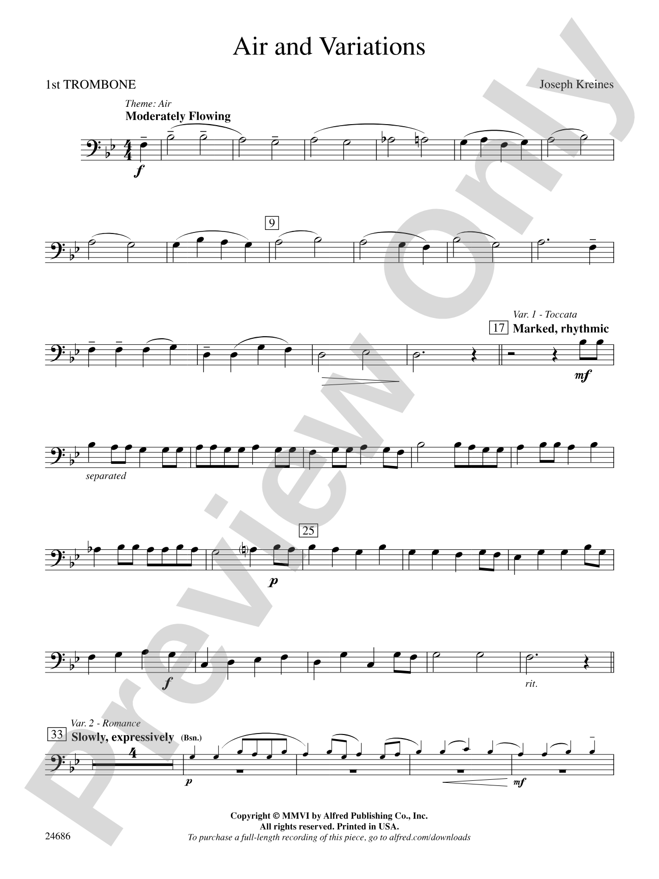 Air and Variations: 1st Trombone