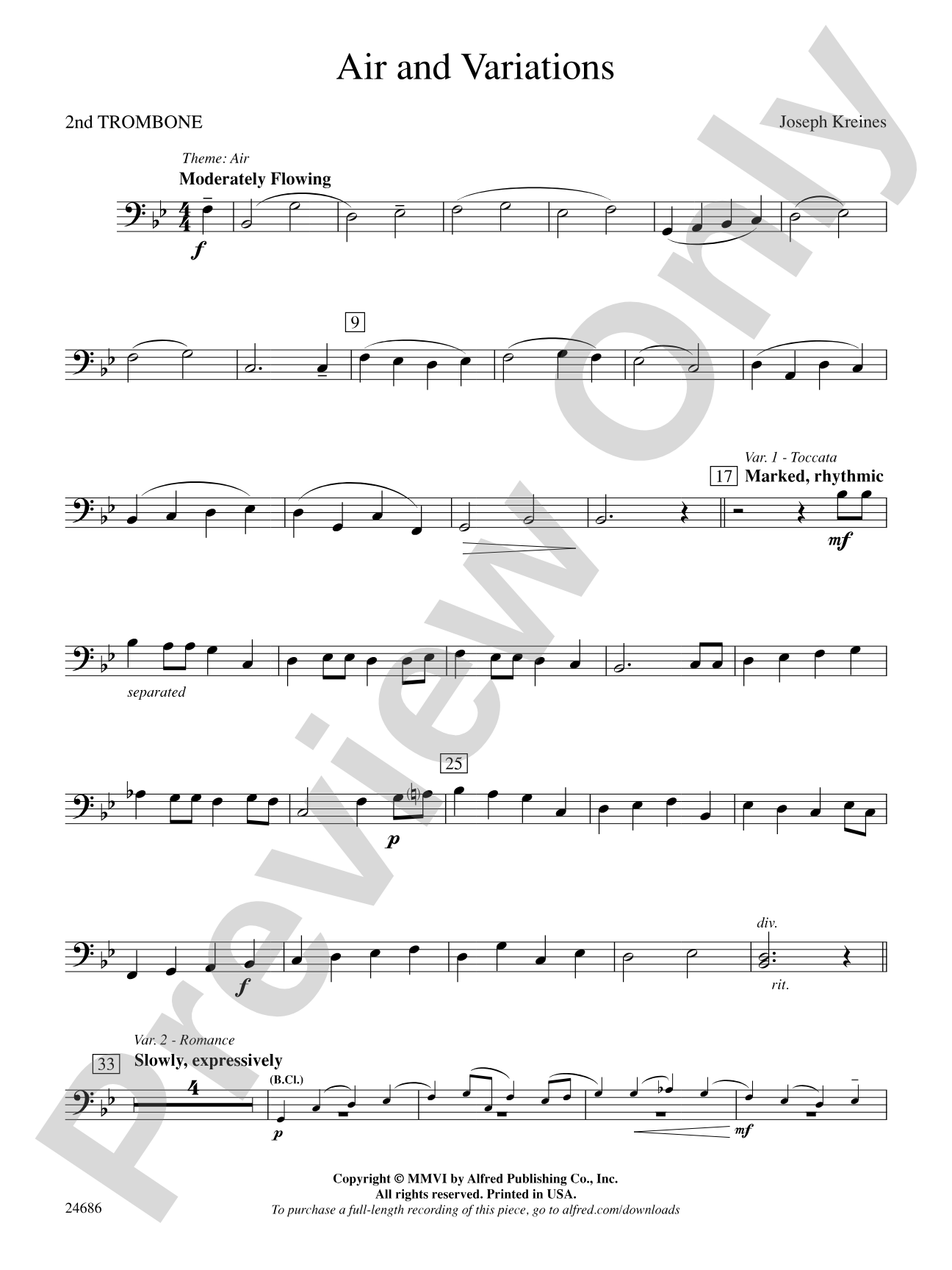Air and Variations: 2nd Trombone