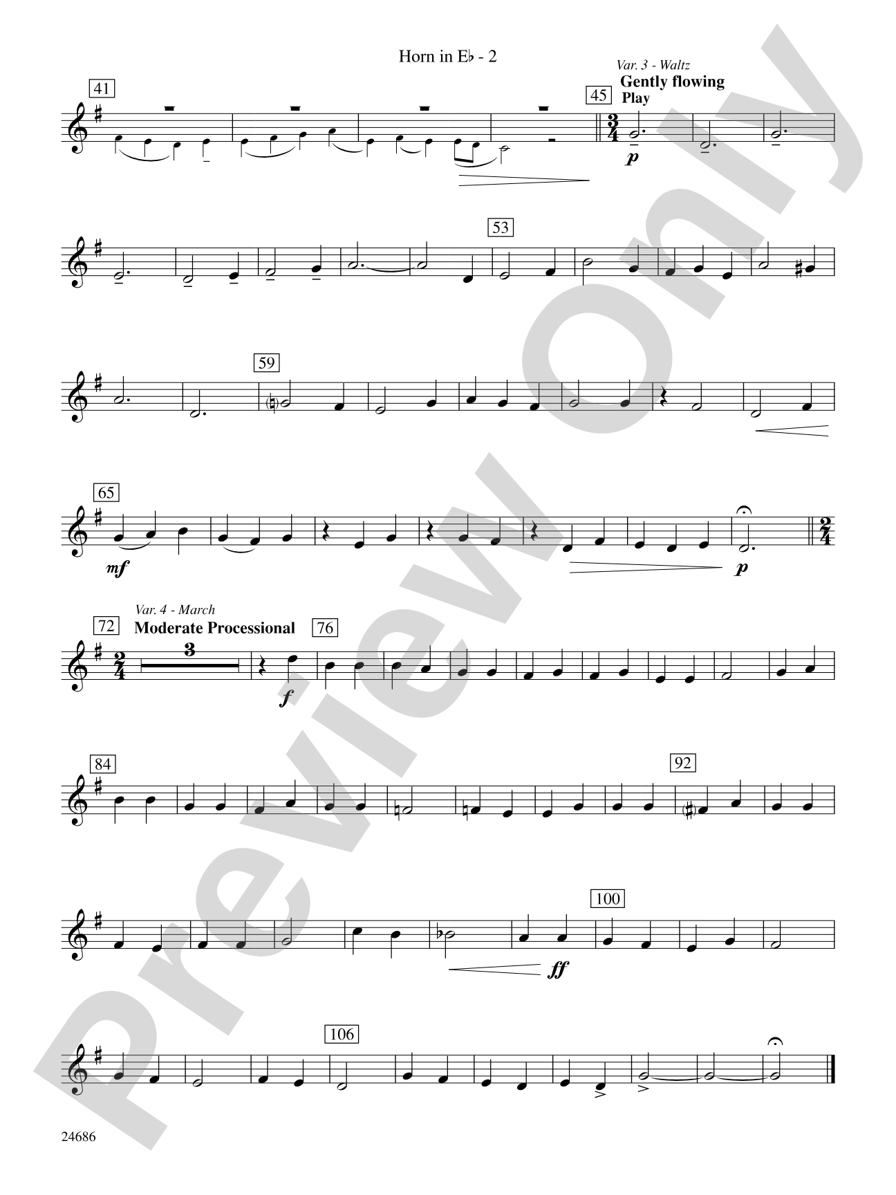 Air and Variations: (wp) 1st Horn in E-flat
