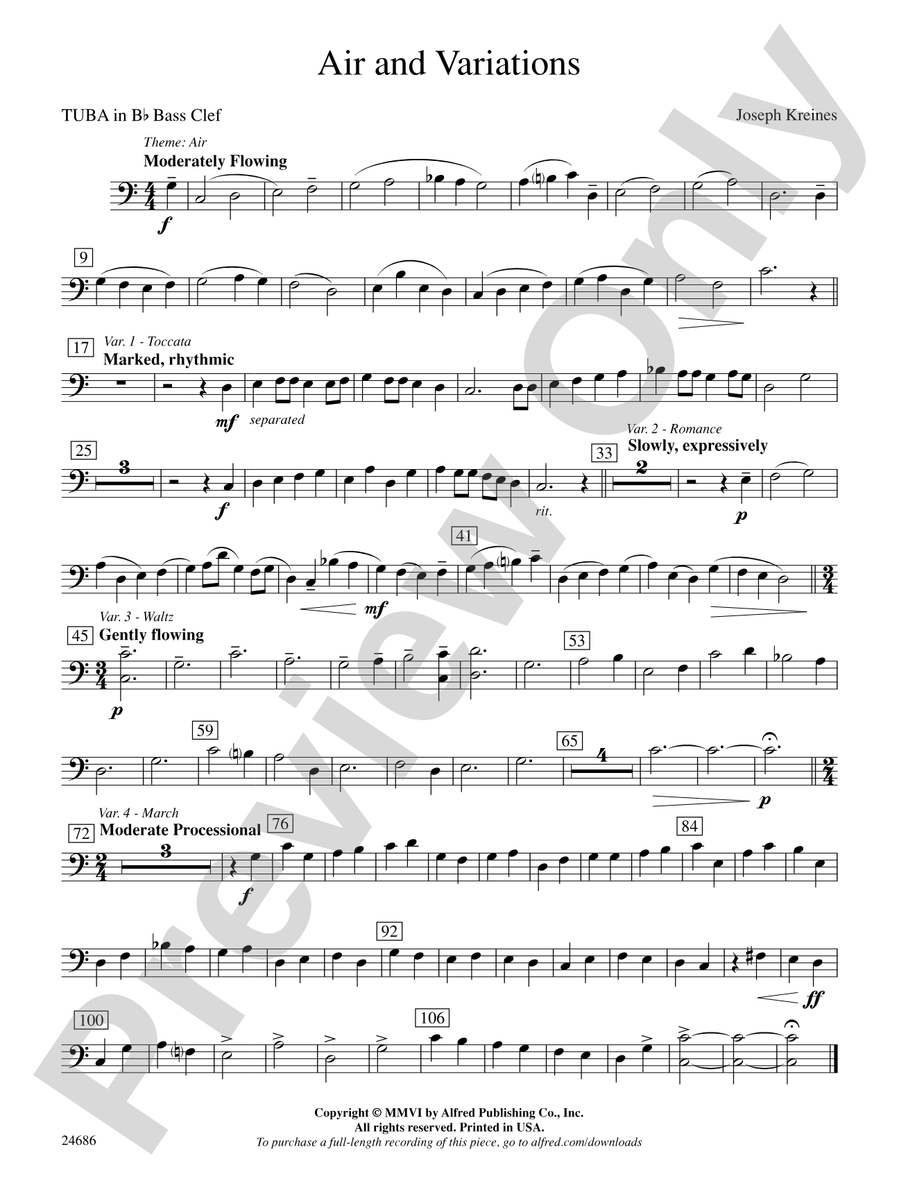 Air and Variations: (wp) B-flat Tuba B.C.