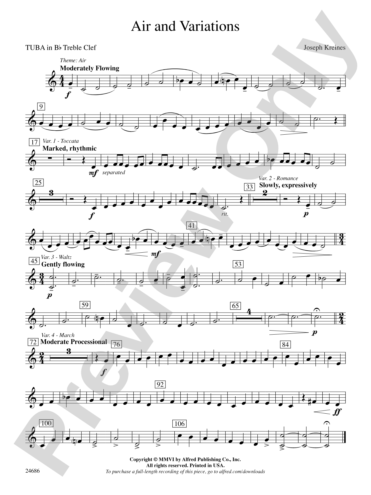 Air and Variations: (wp) B-flat Tuba T.C.