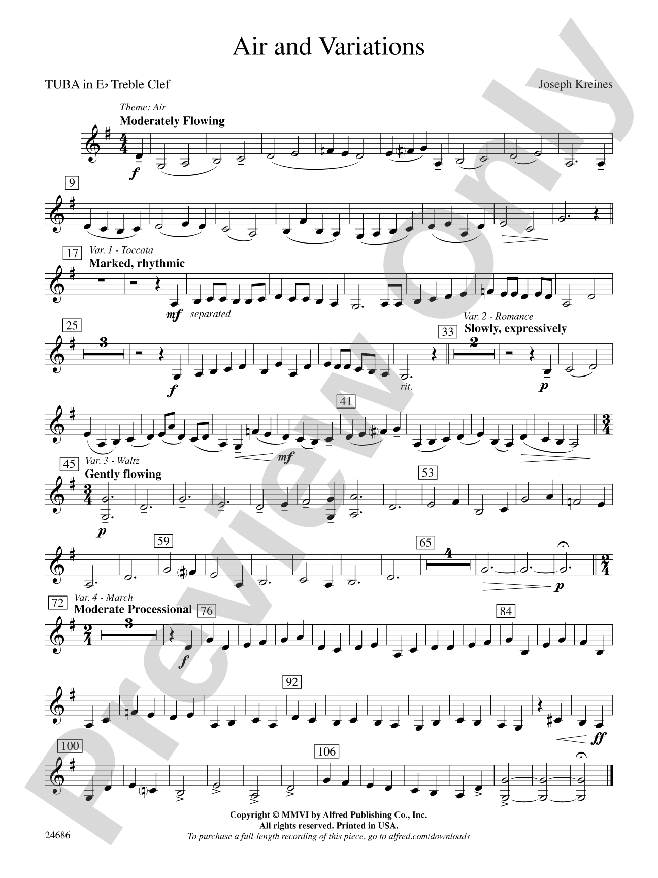 Air and Variations: (wp) E-flat Tuba T.C.