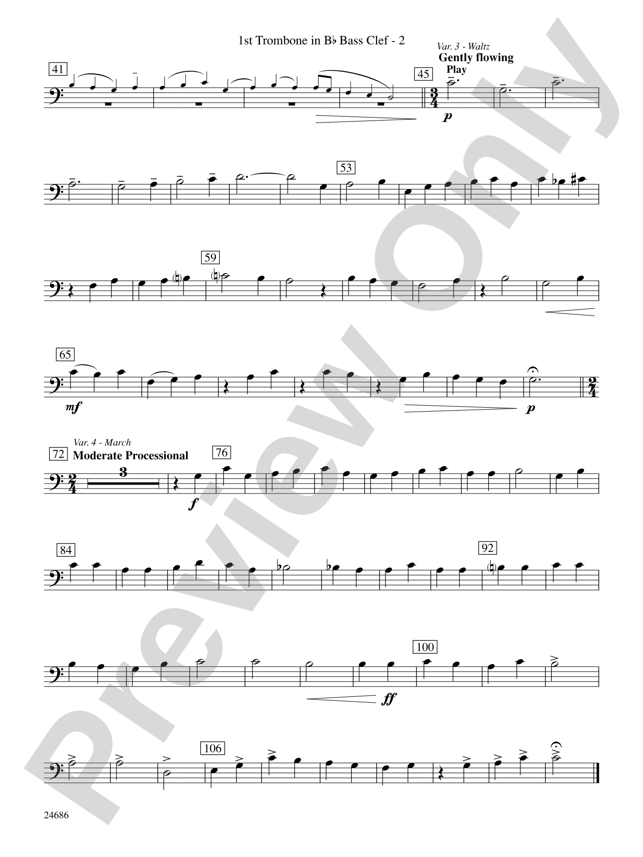 Air and Variations: (wp) 1st B-flat Trombone B.C.