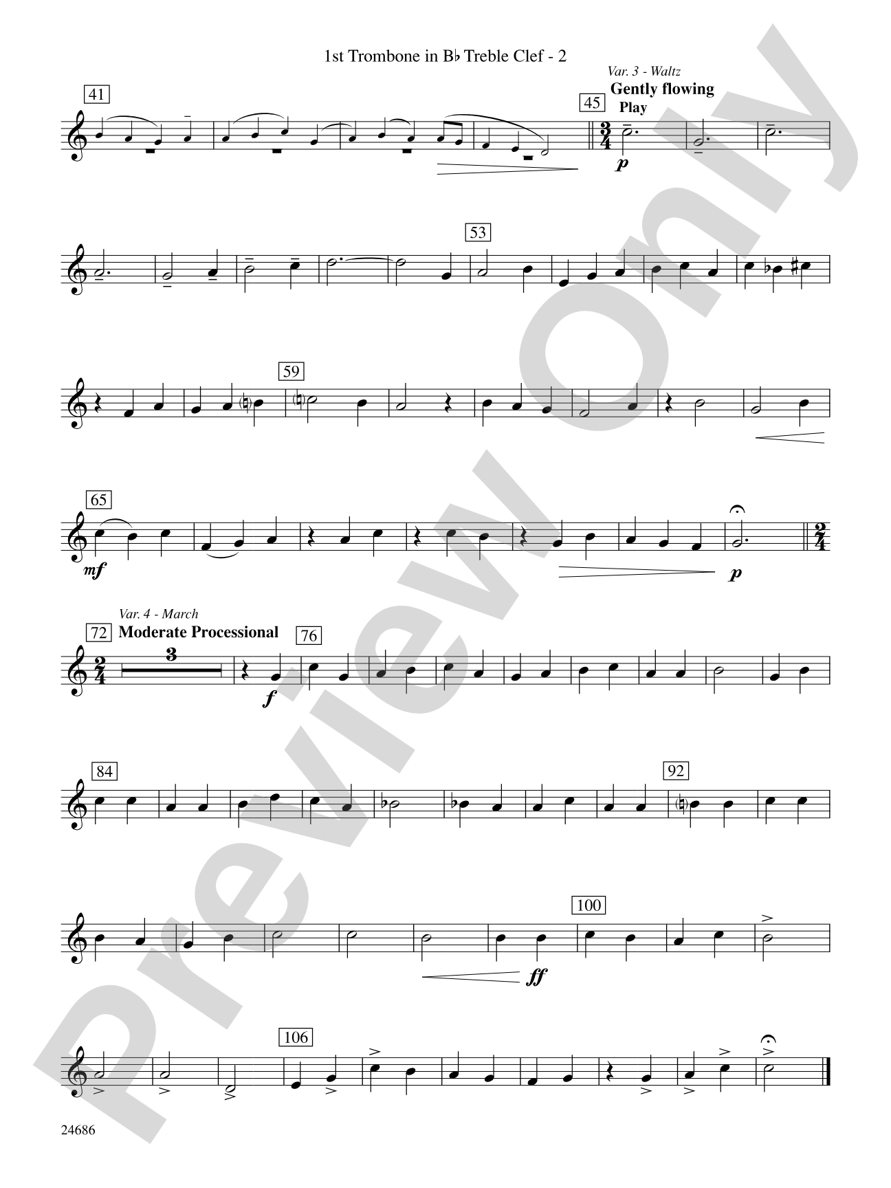 Air and Variations: (wp) 1st B-flat Trombone T.C.