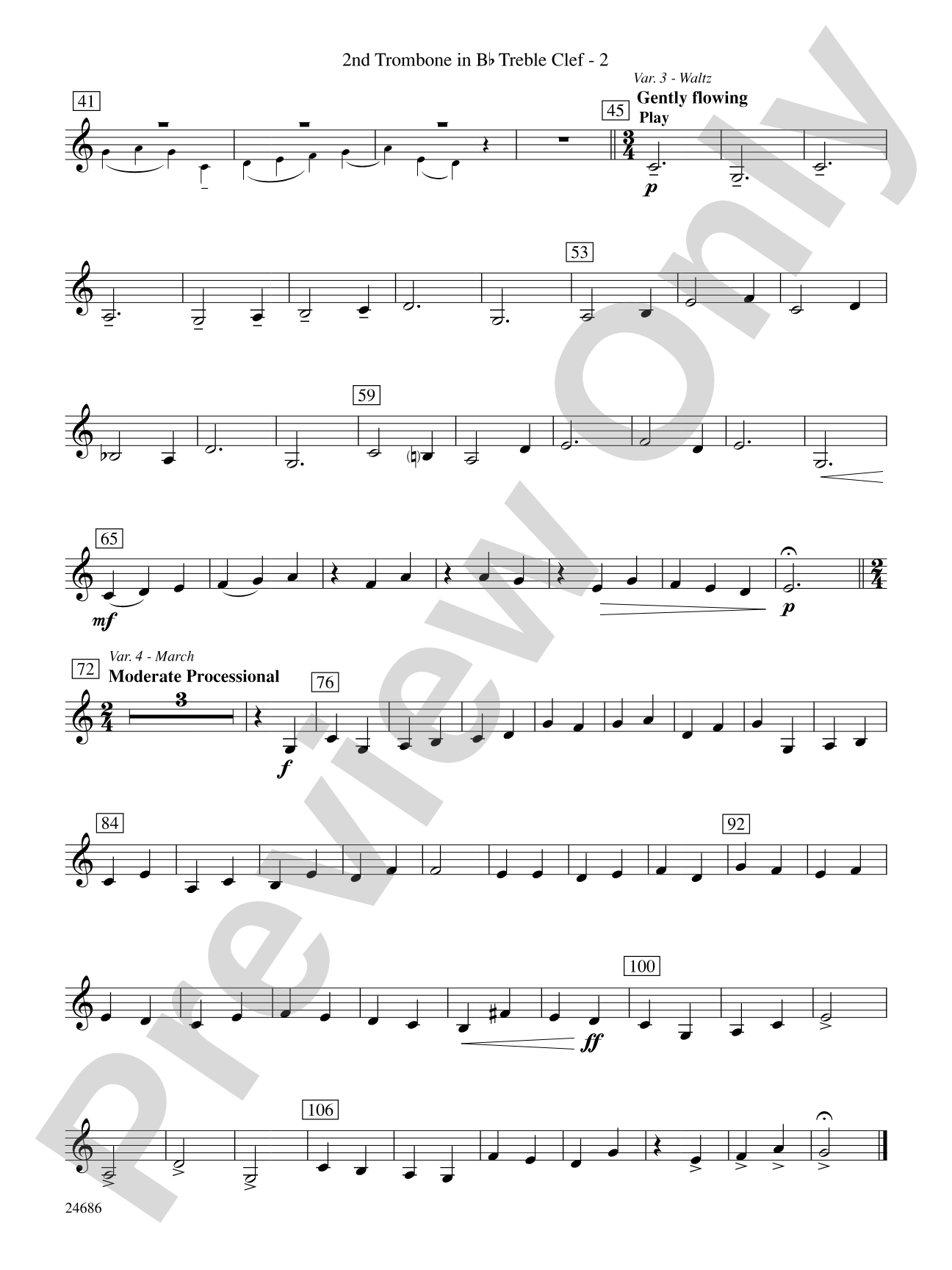 Air and Variations: (wp) 2nd B-flat Trombone T.C.
