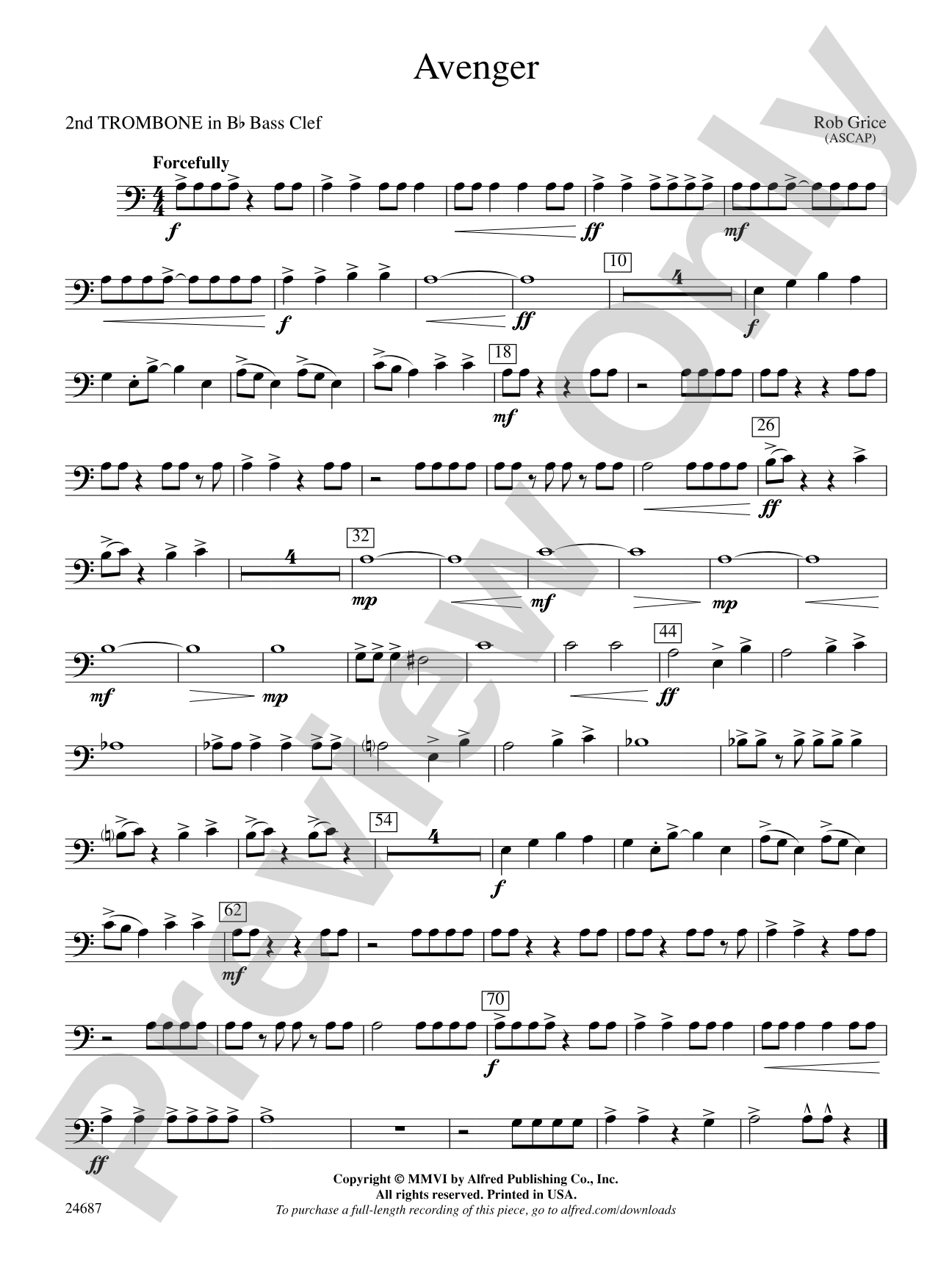Avenger: (wp) 2nd B-flat Trombone B.C.