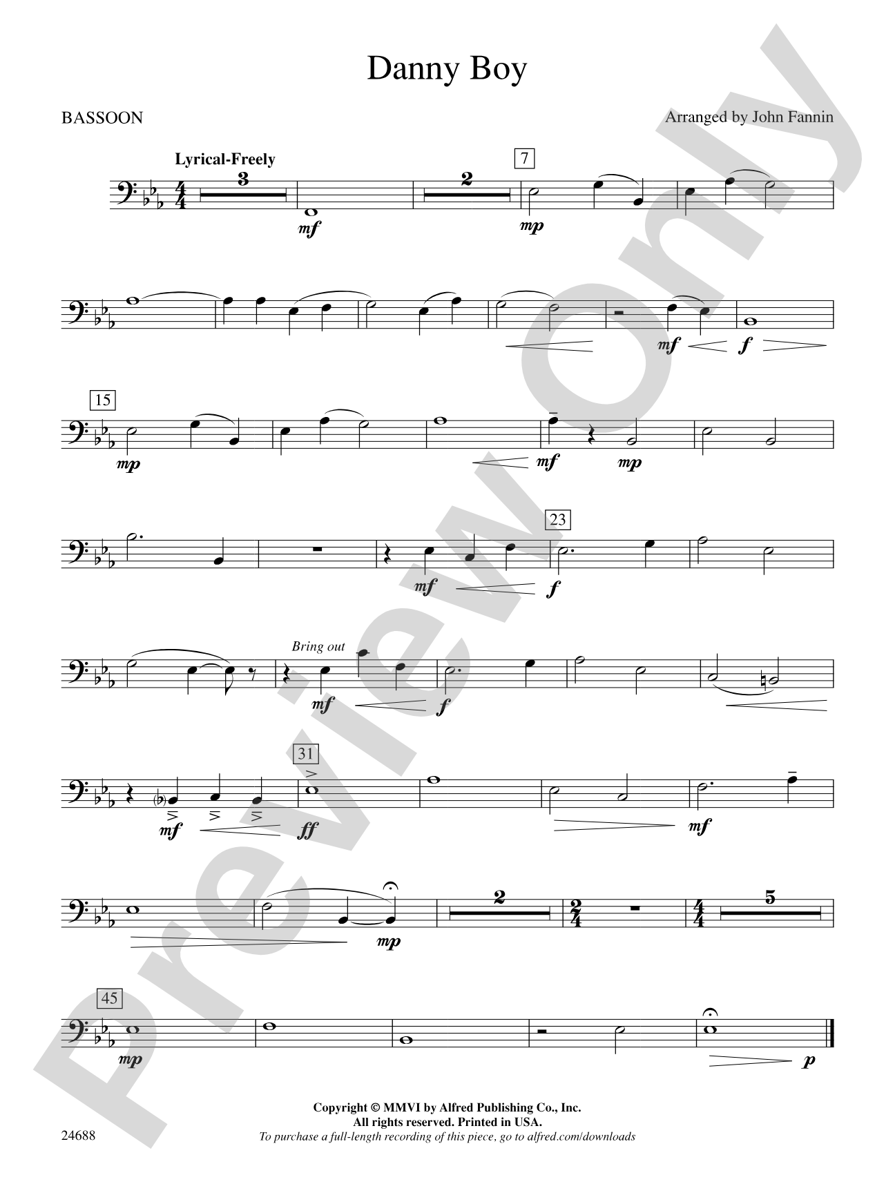 Danny Boy: Bassoon