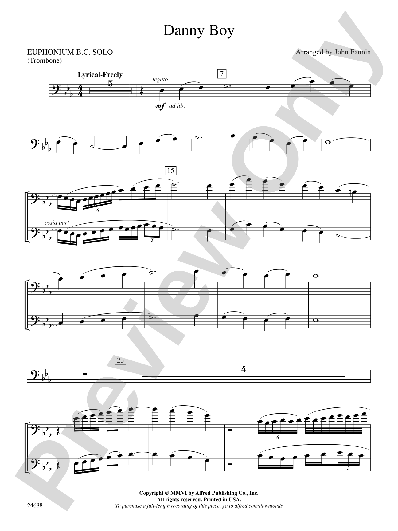 Danny Boy: Solo Baritone B.C.
