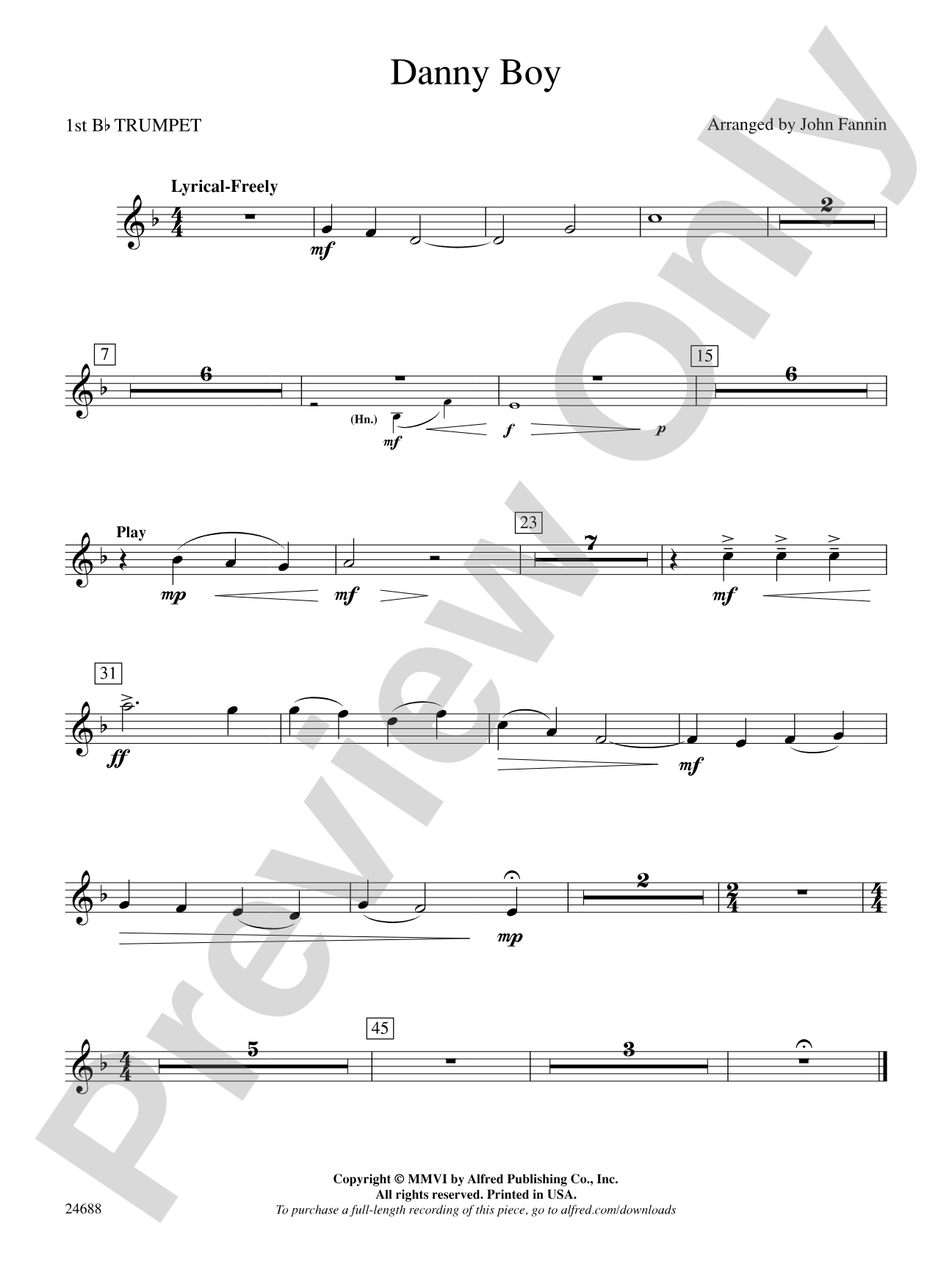 Danny Boy: 1st B-flat Trumpet