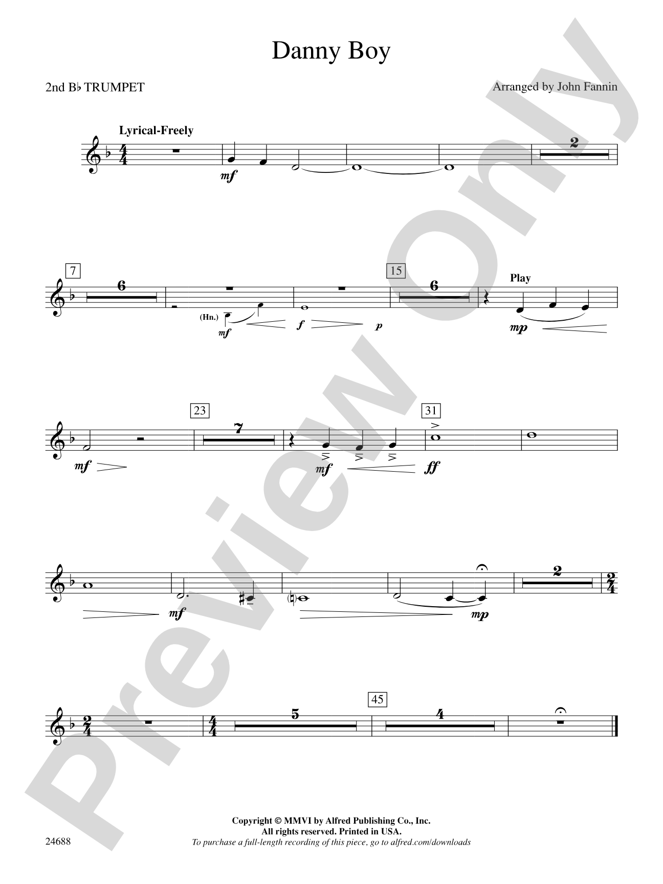 Danny Boy: 2nd B-flat Trumpet