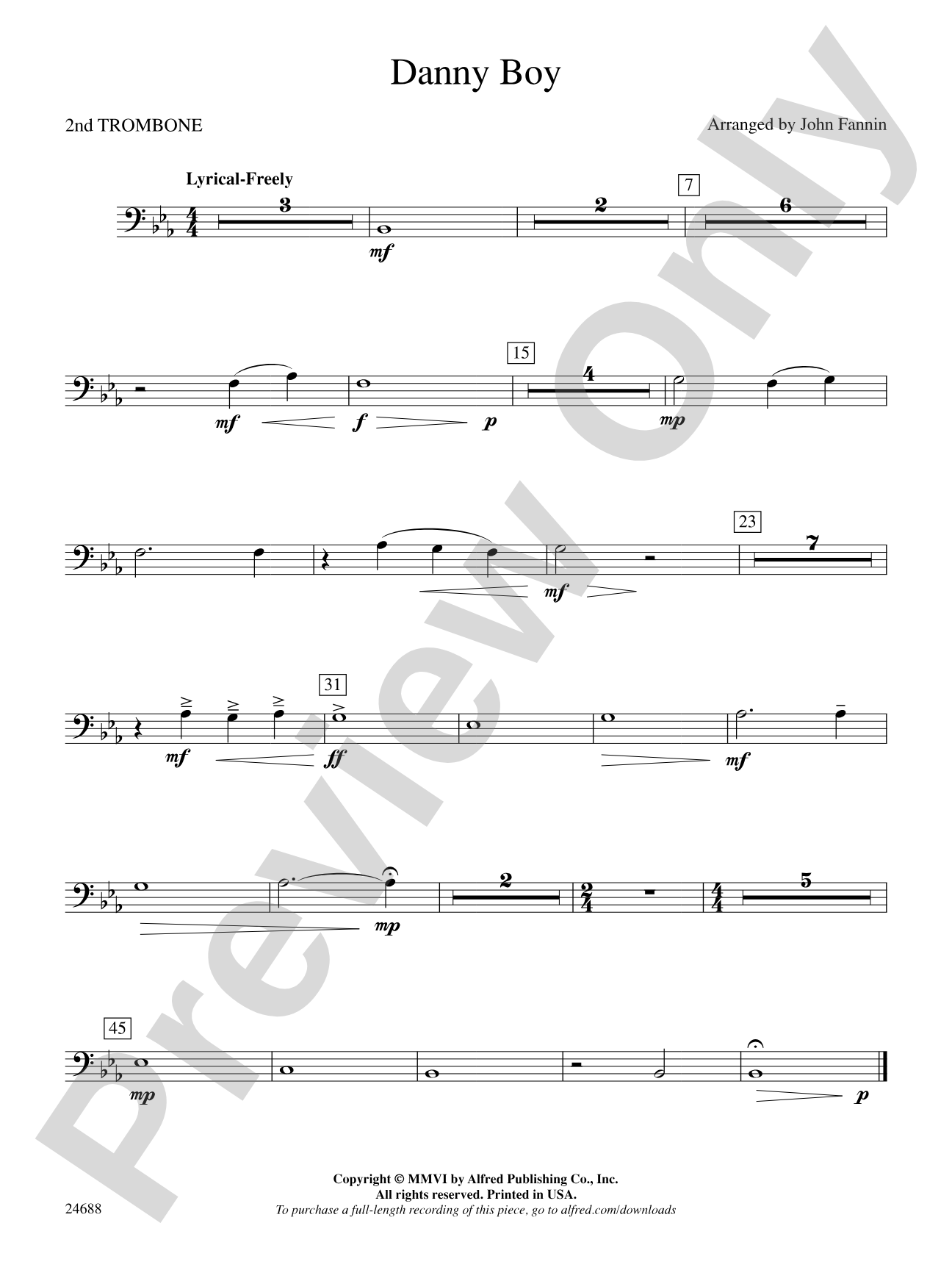 Danny Boy: 2nd Trombone