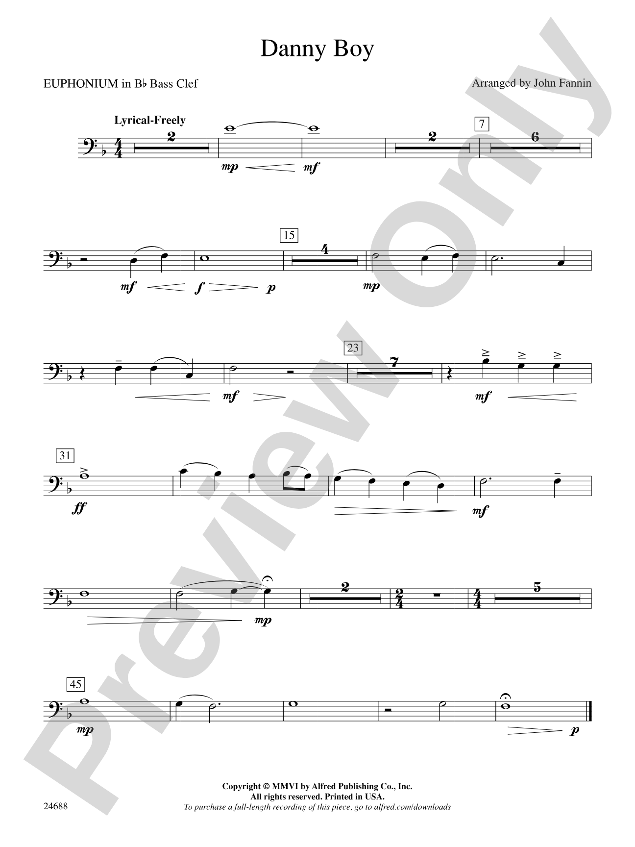 Danny Boy: (wp) B-flat Baritone B.C.