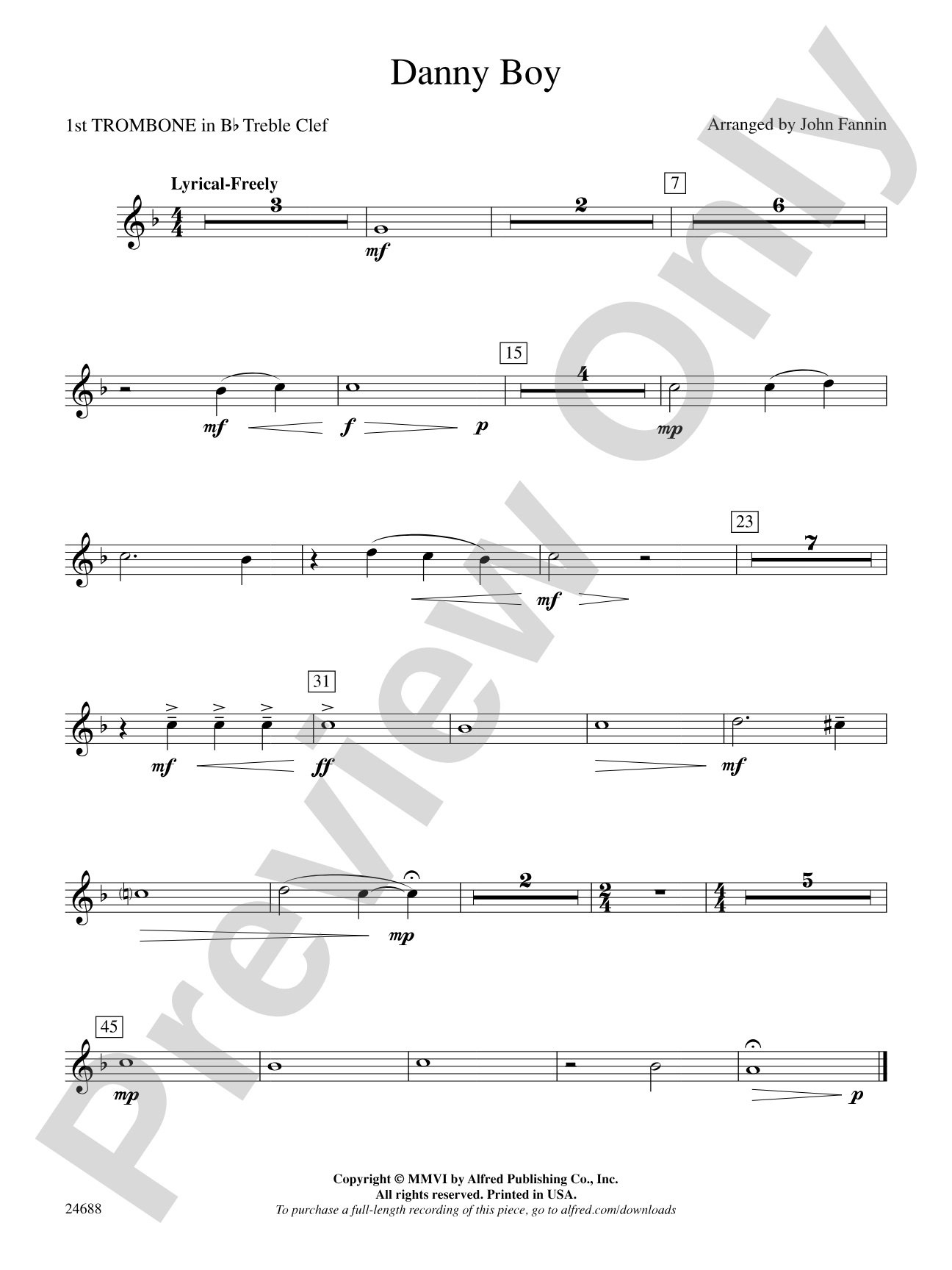 Danny Boy: (wp) 1st B-flat Trombone T.C.
