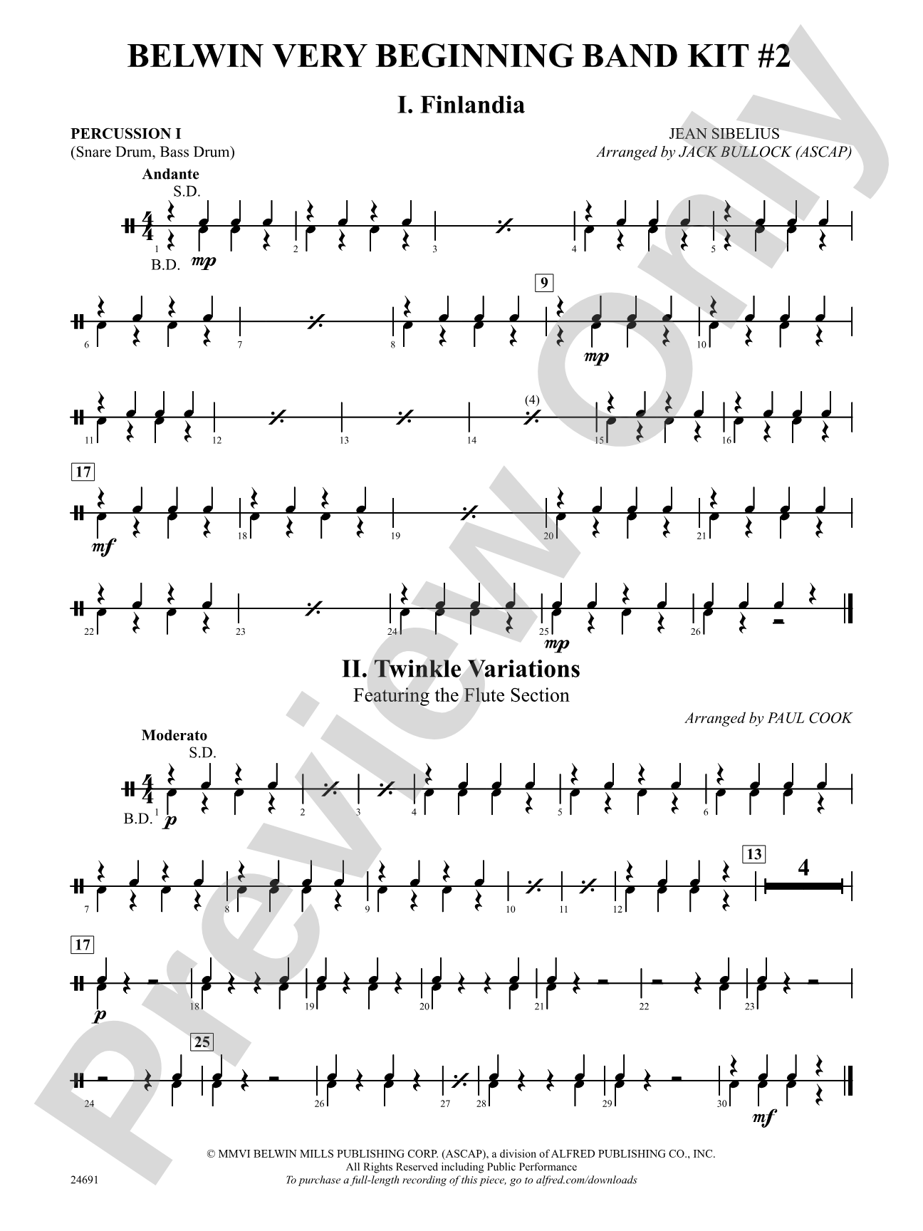 Belwin Very Beginning Band Kit #2: 1st Percussion