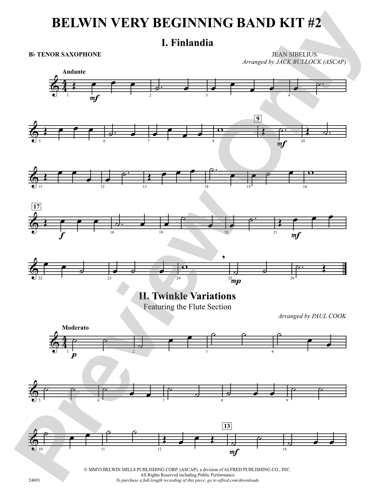 Belwin Very Beginning Band Kit #2: B-flat Tenor Saxophone
