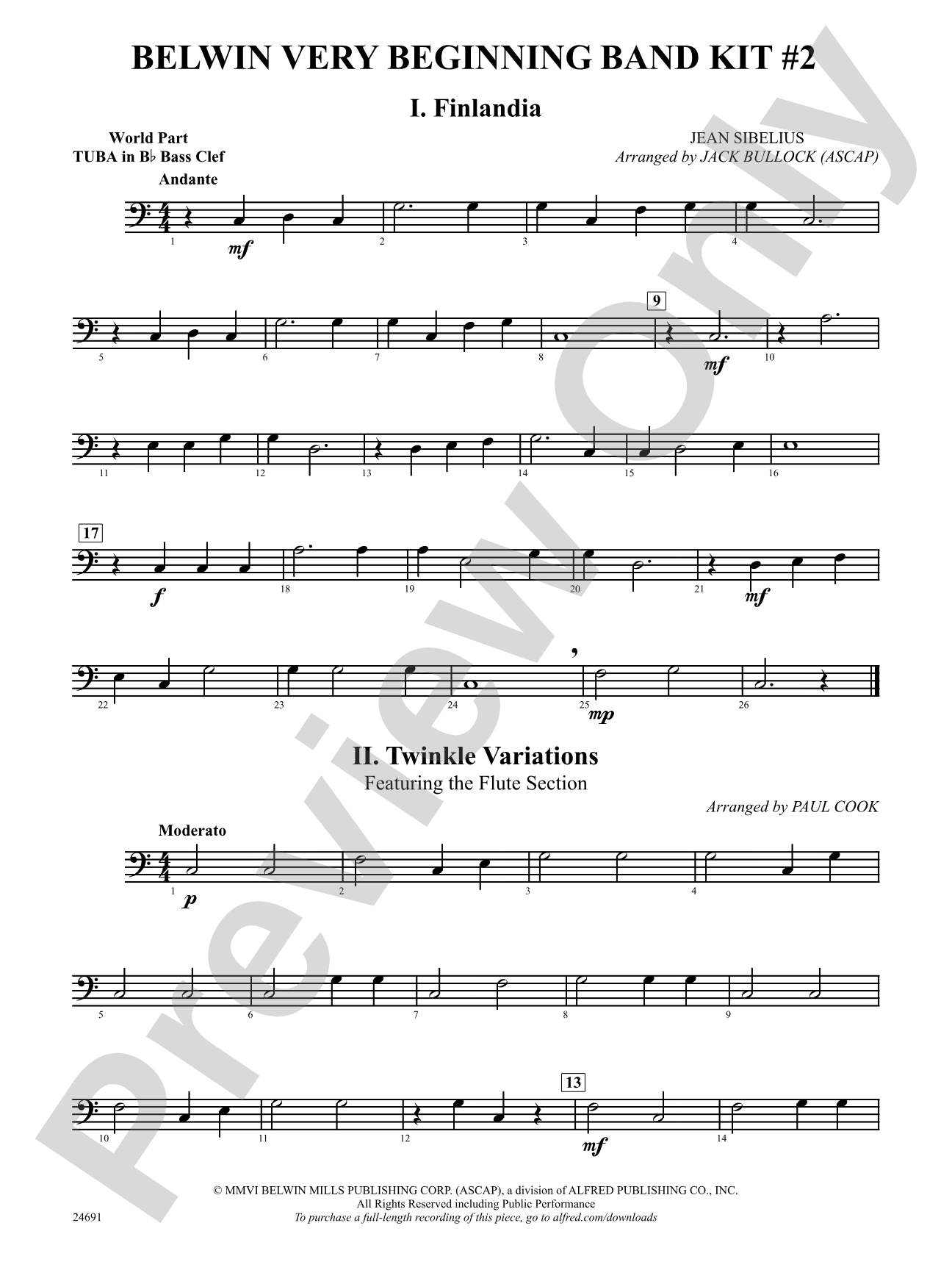 Belwin Very Beginning Band Kit #2: (wp) B-flat Tuba B.C.