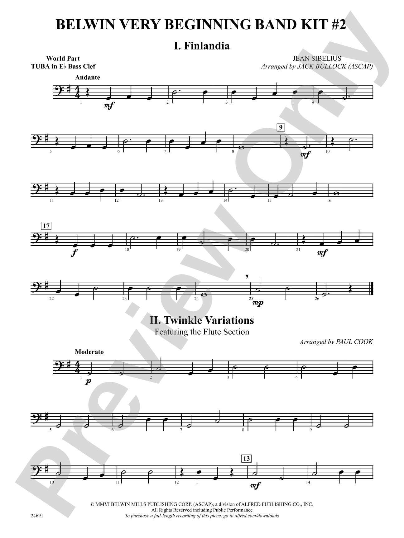 Belwin Very Beginning Band Kit #2: (wp) E-flat Tuba B.C.