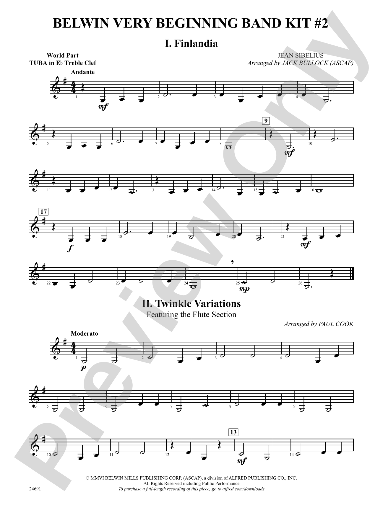 Belwin Very Beginning Band Kit #2: (wp) E-flat Tuba T.C.