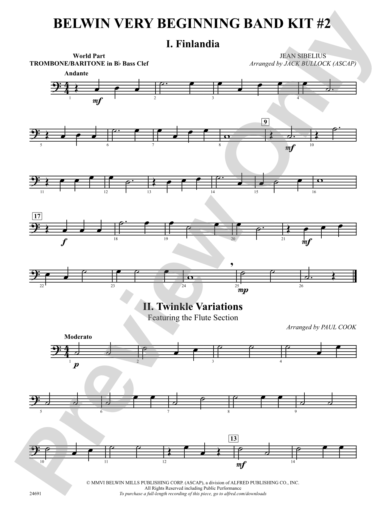Belwin Very Beginning Band Kit #2: (wp) 1st B-flat Trombone B.C.