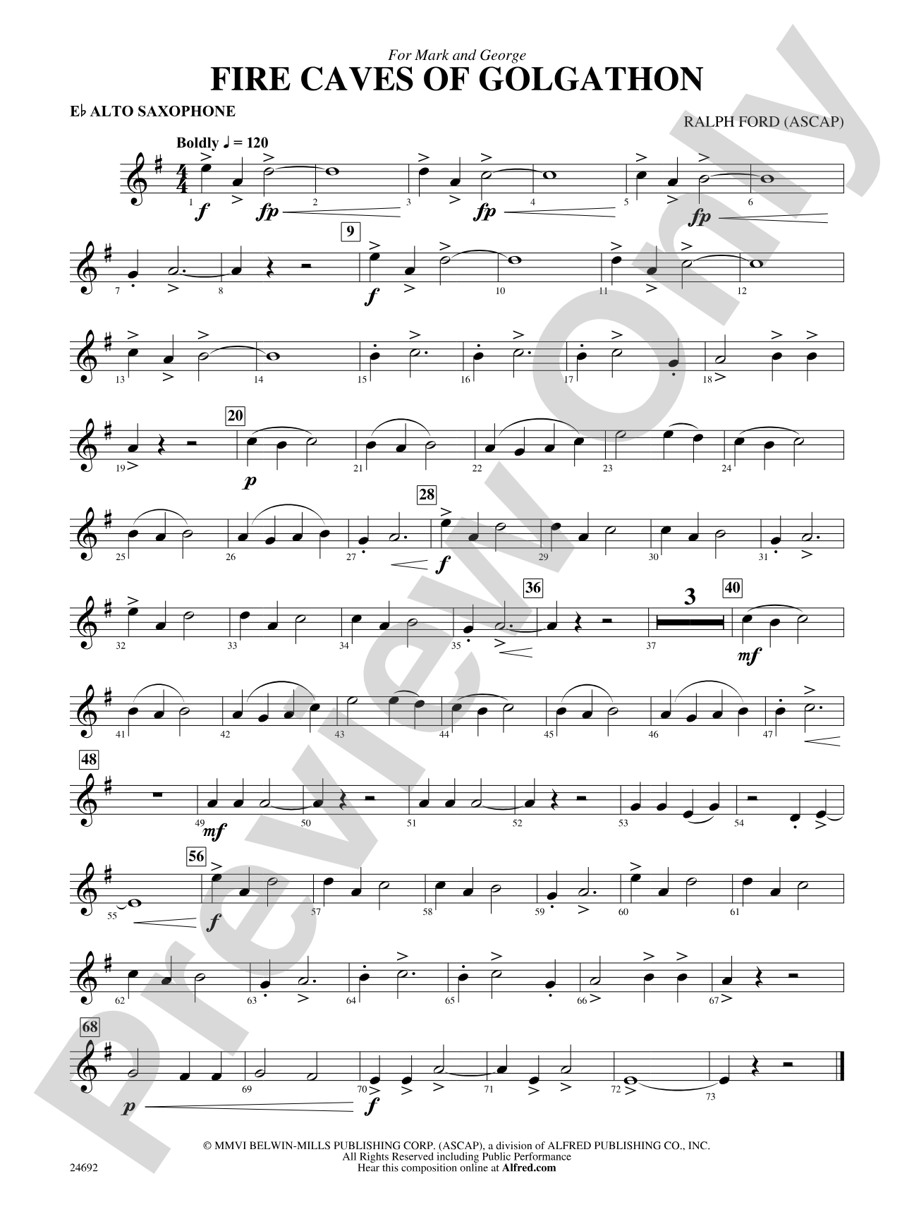 Fire Caves of Golgathon: E-flat Alto Saxophone