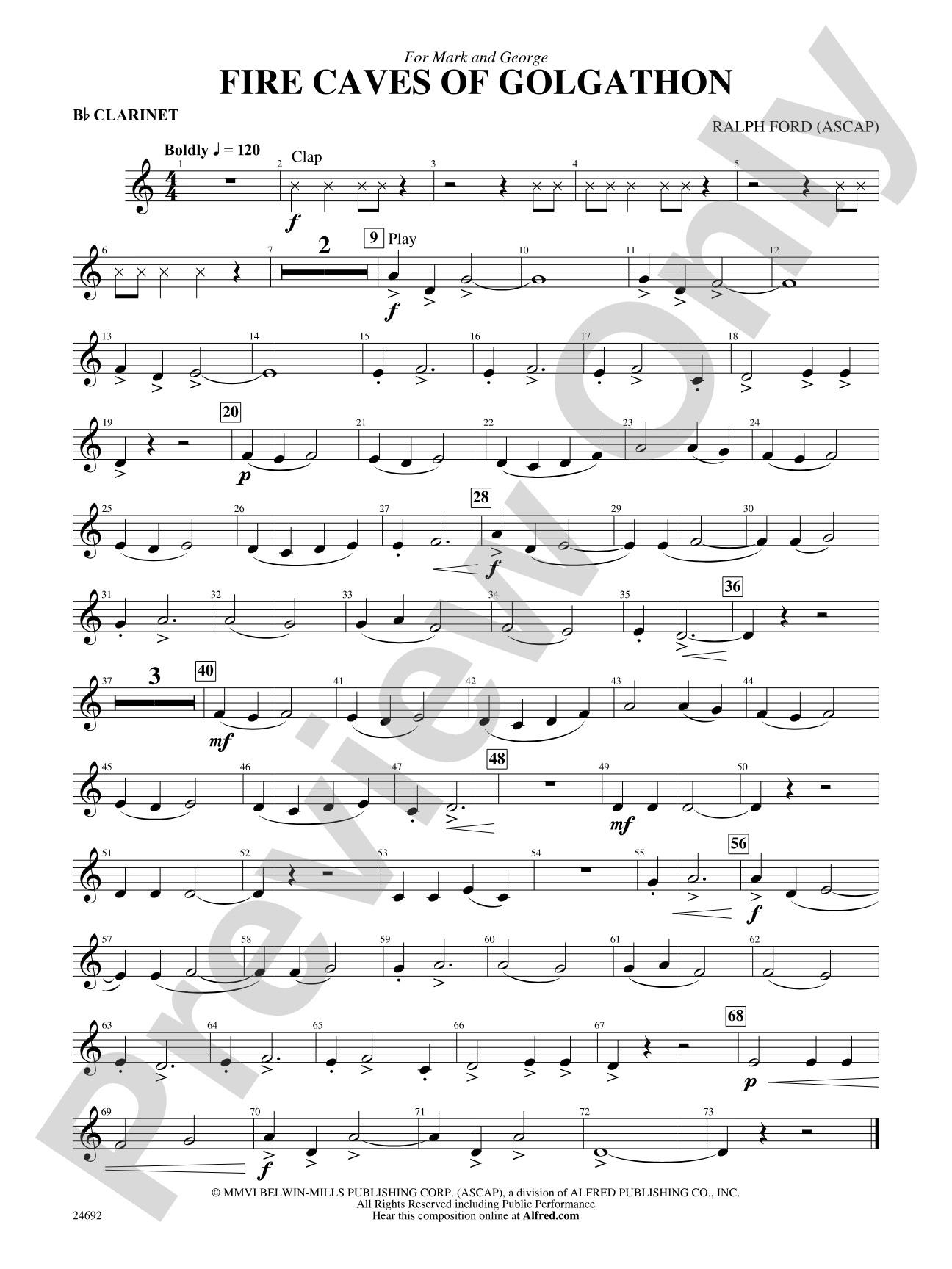 Fire Caves of Golgathon: 1st B-flat Clarinet