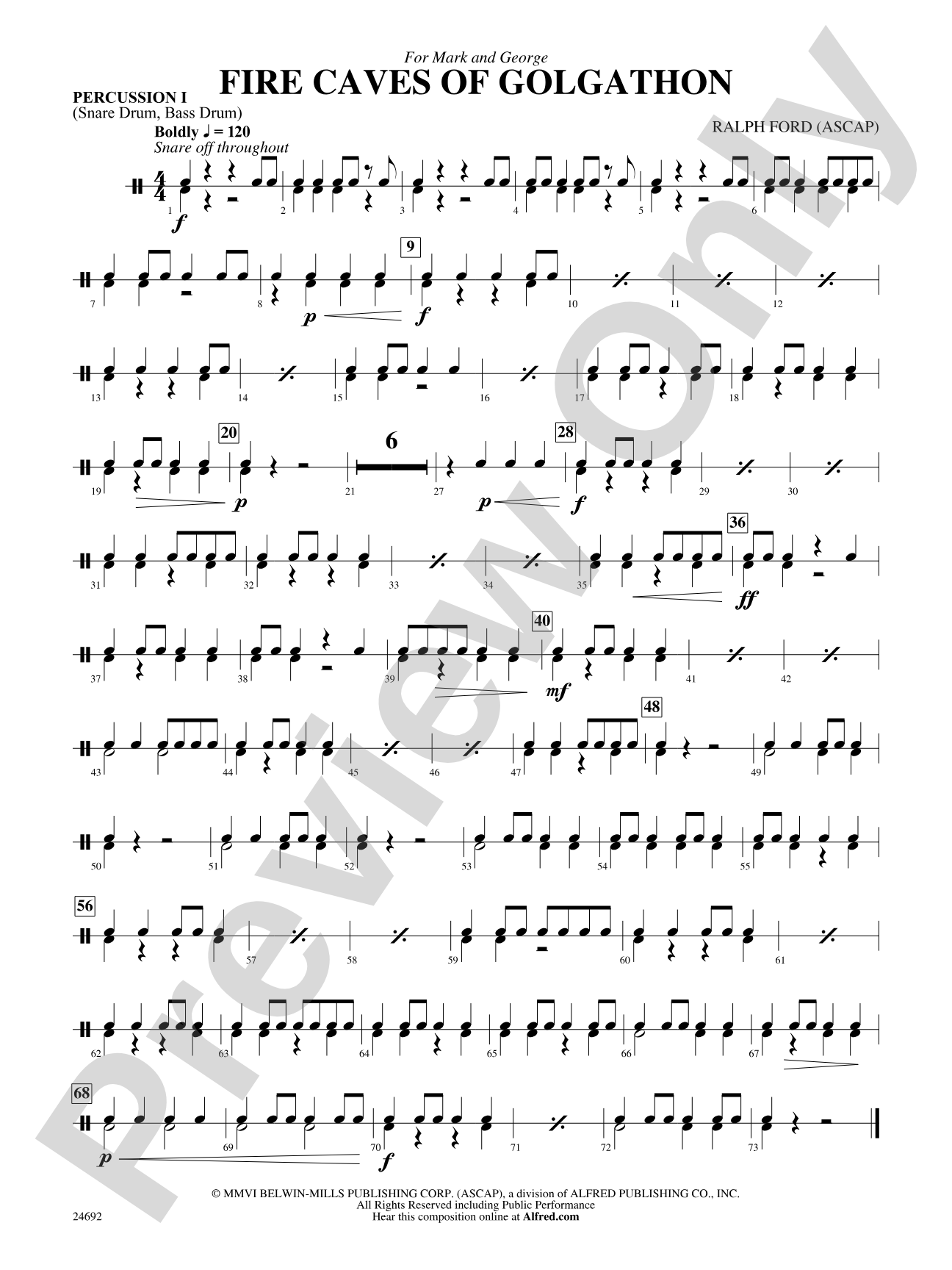 Fire Caves of Golgathon: 1st Percussion