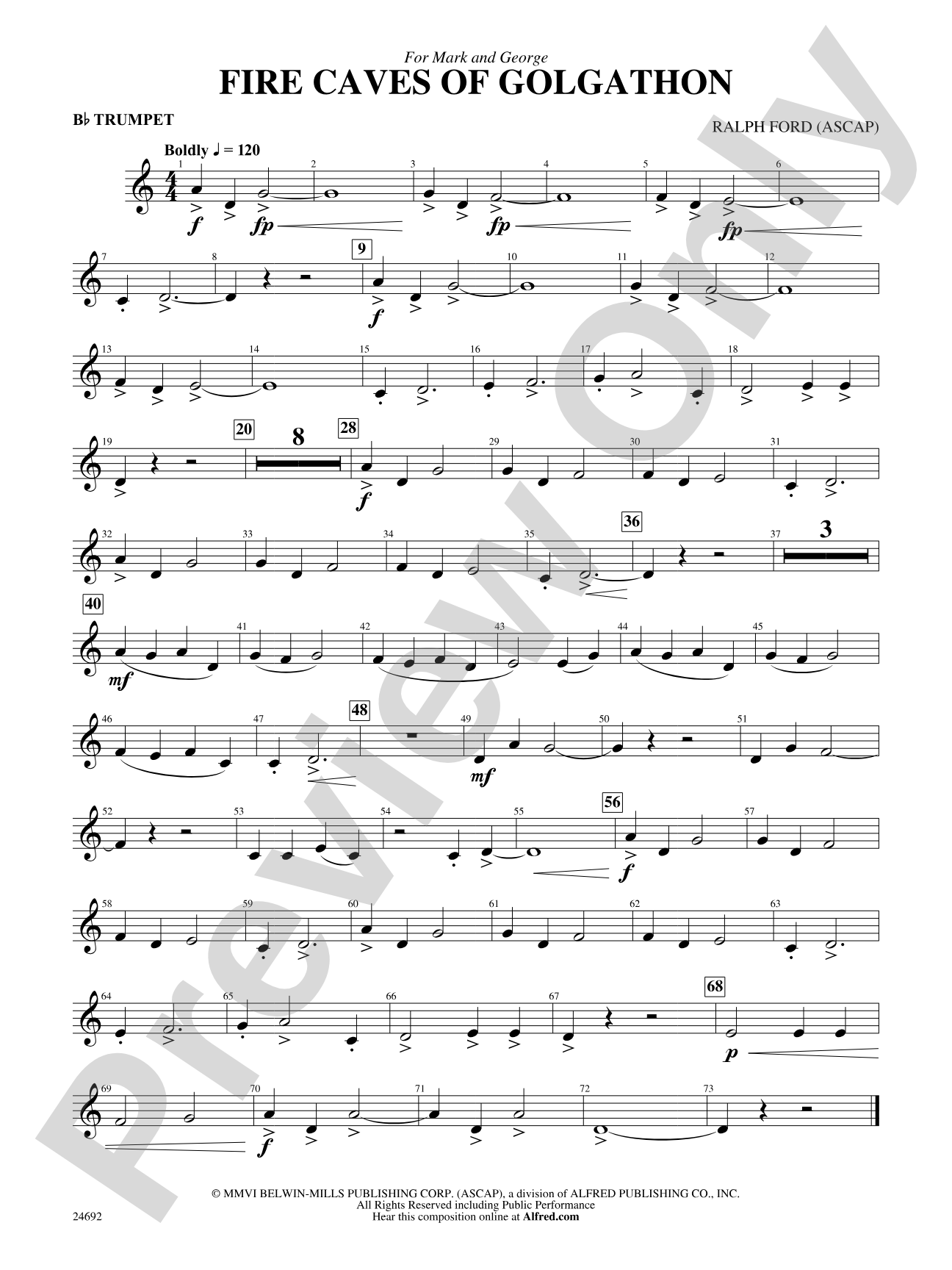 Fire Caves of Golgathon: 1st B-flat Trumpet