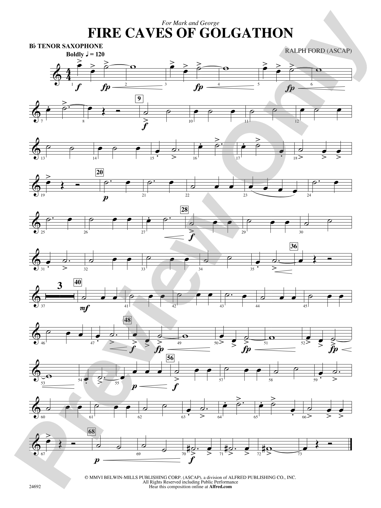 Fire Caves of Golgathon: B-flat Tenor Saxophone