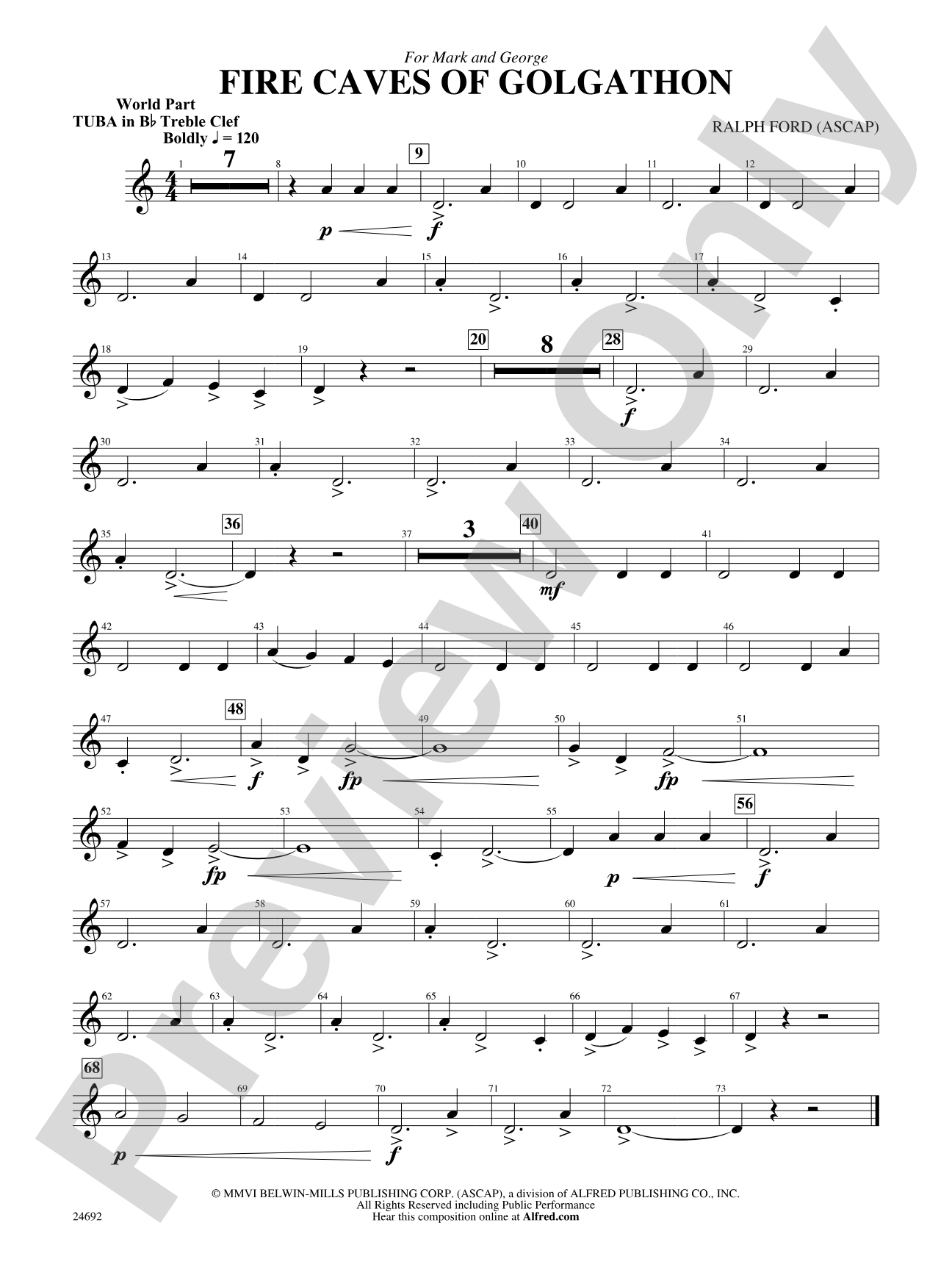 Fire Caves of Golgathon: (wp) B-flat Tuba T.C.