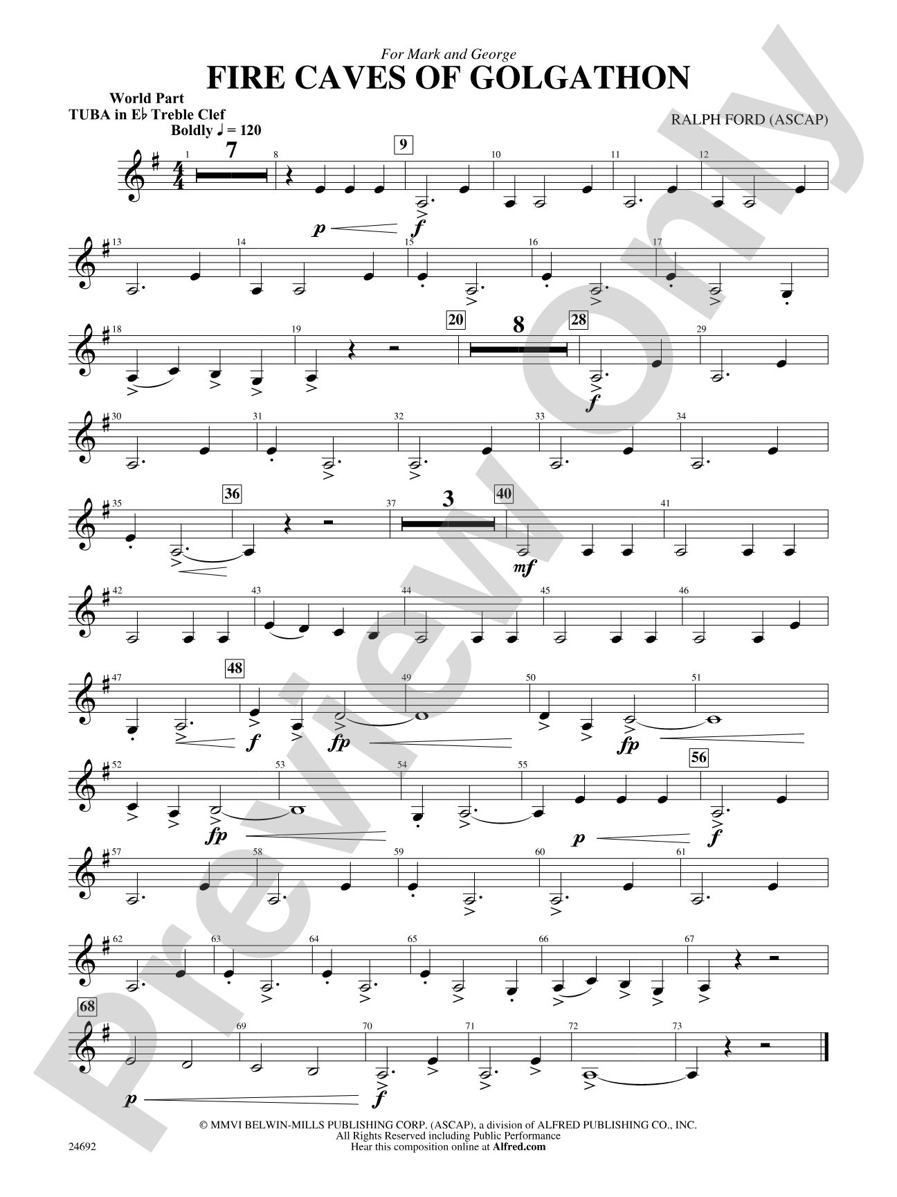 Fire Caves of Golgathon: (wp) E-flat Tuba T.C.