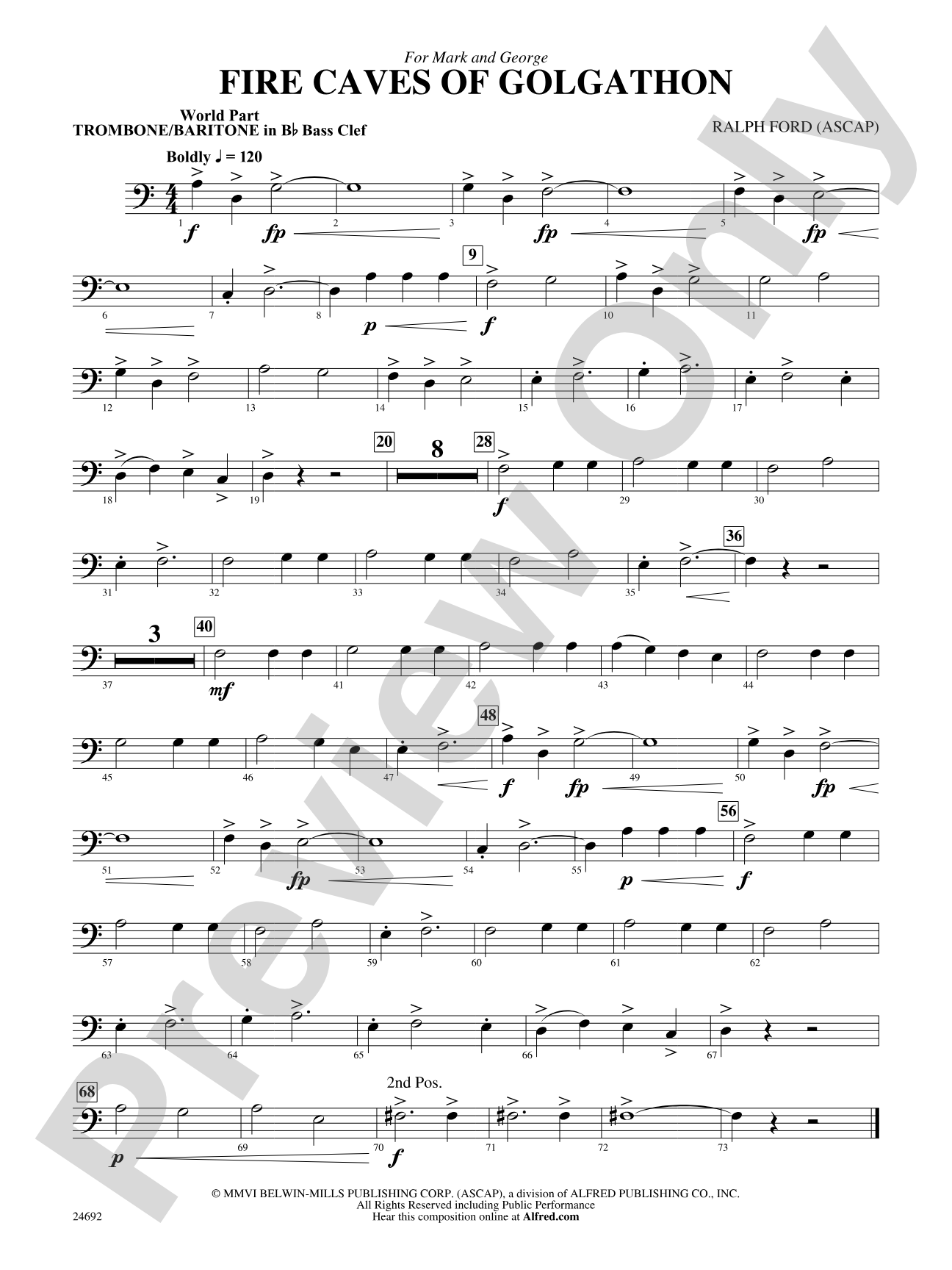 Fire Caves of Golgathon: (wp) 1st B-flat Trombone B.C.