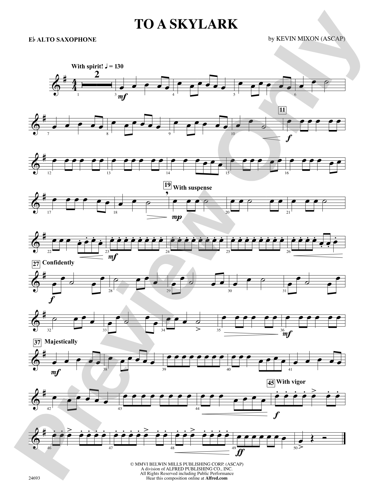 To a Skylark: E-flat Alto Saxophone