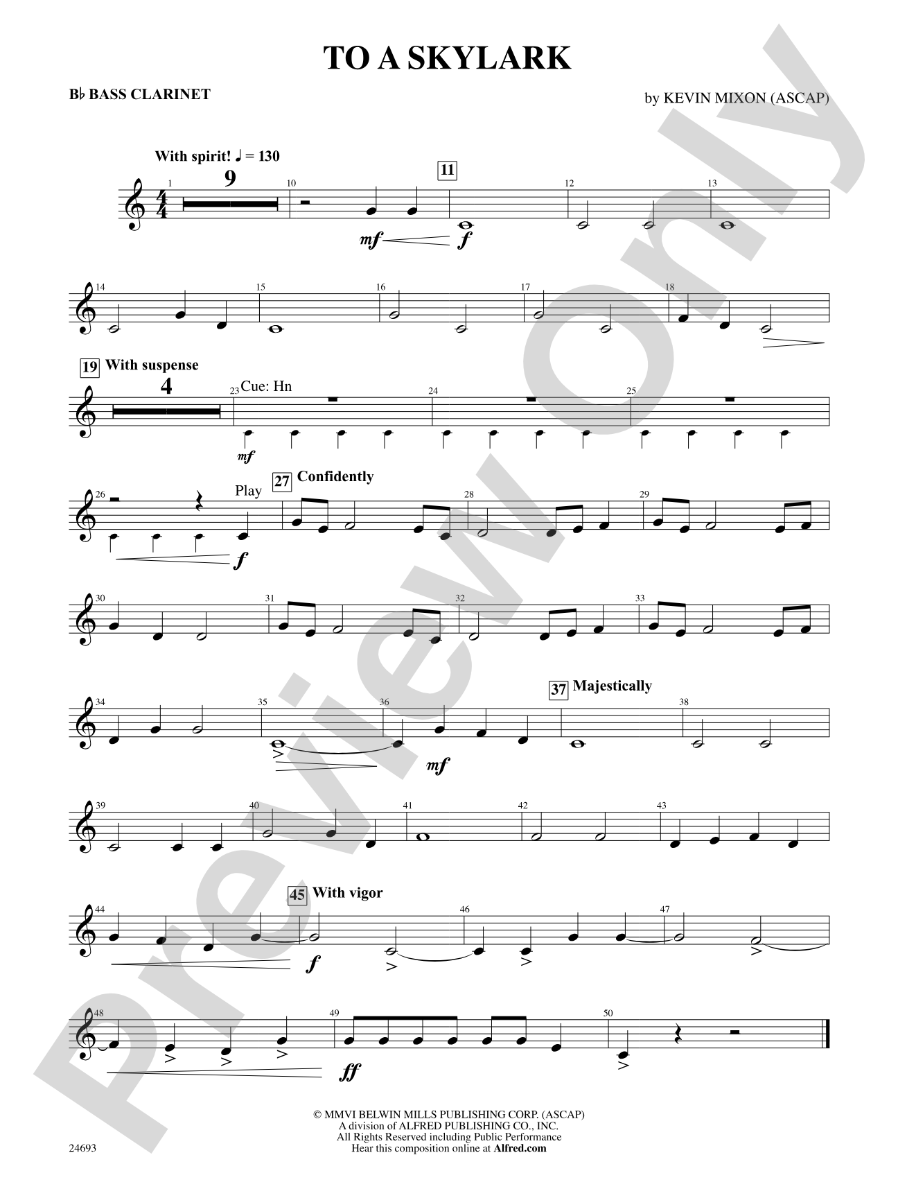 To a Skylark: B-flat Bass Clarinet