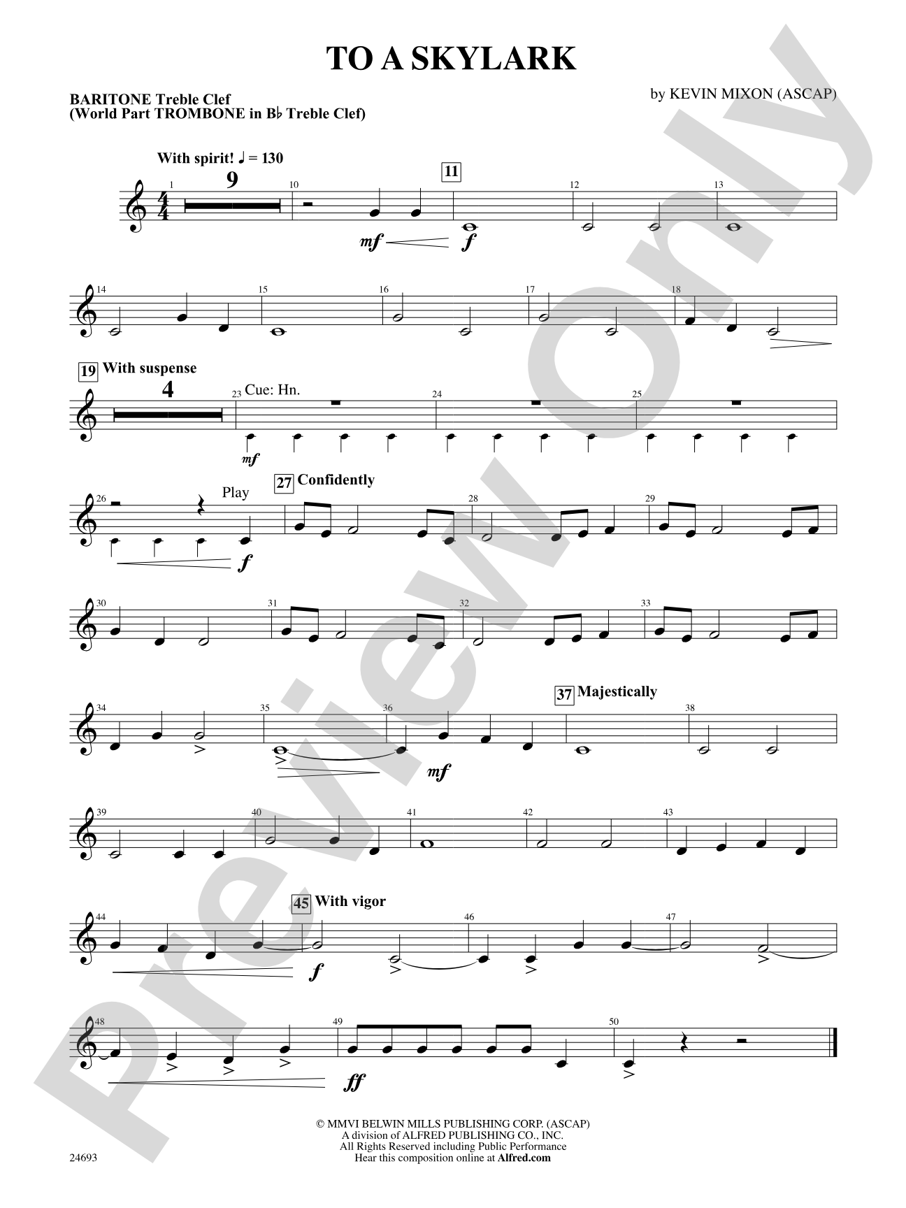 To a Skylark: Baritone T.C.