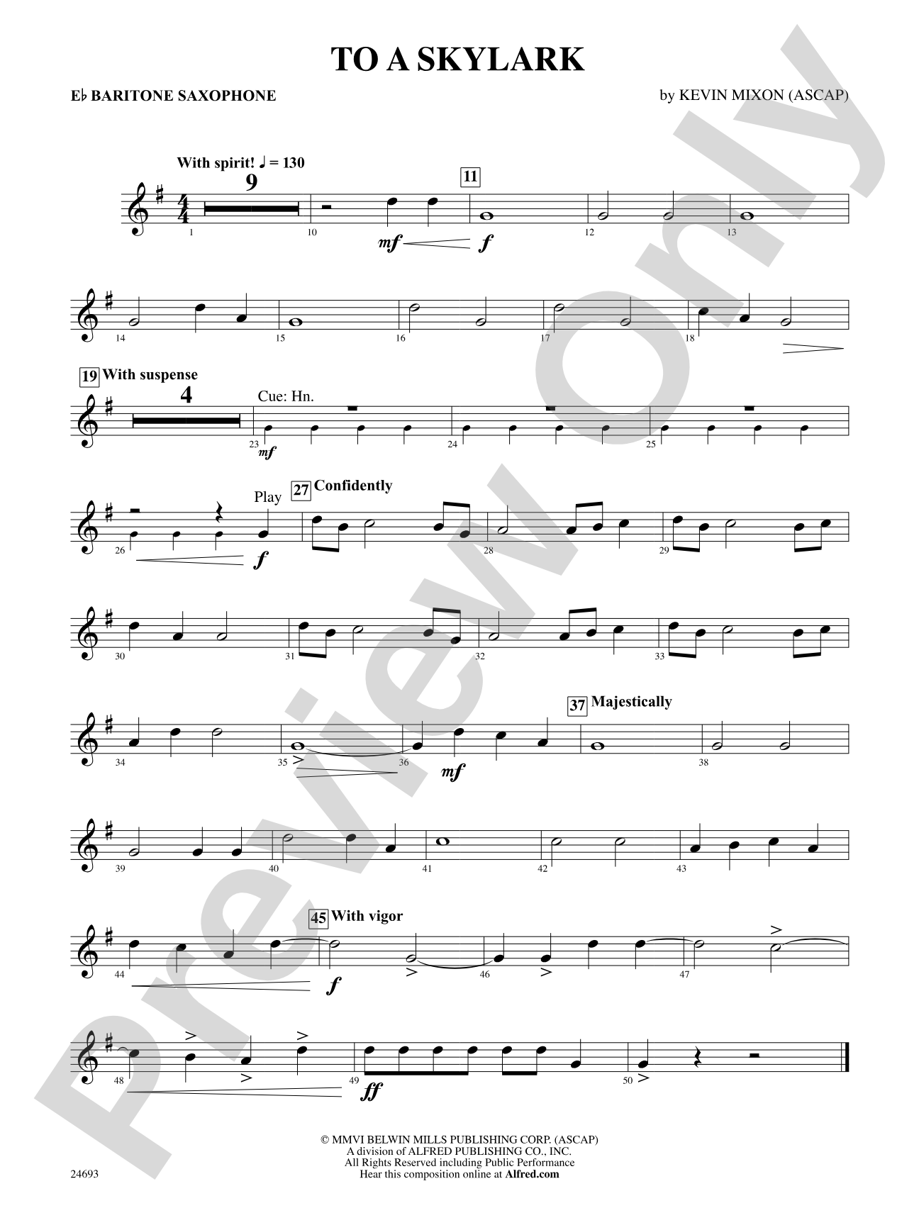 To a Skylark: E-flat Baritone Saxophone