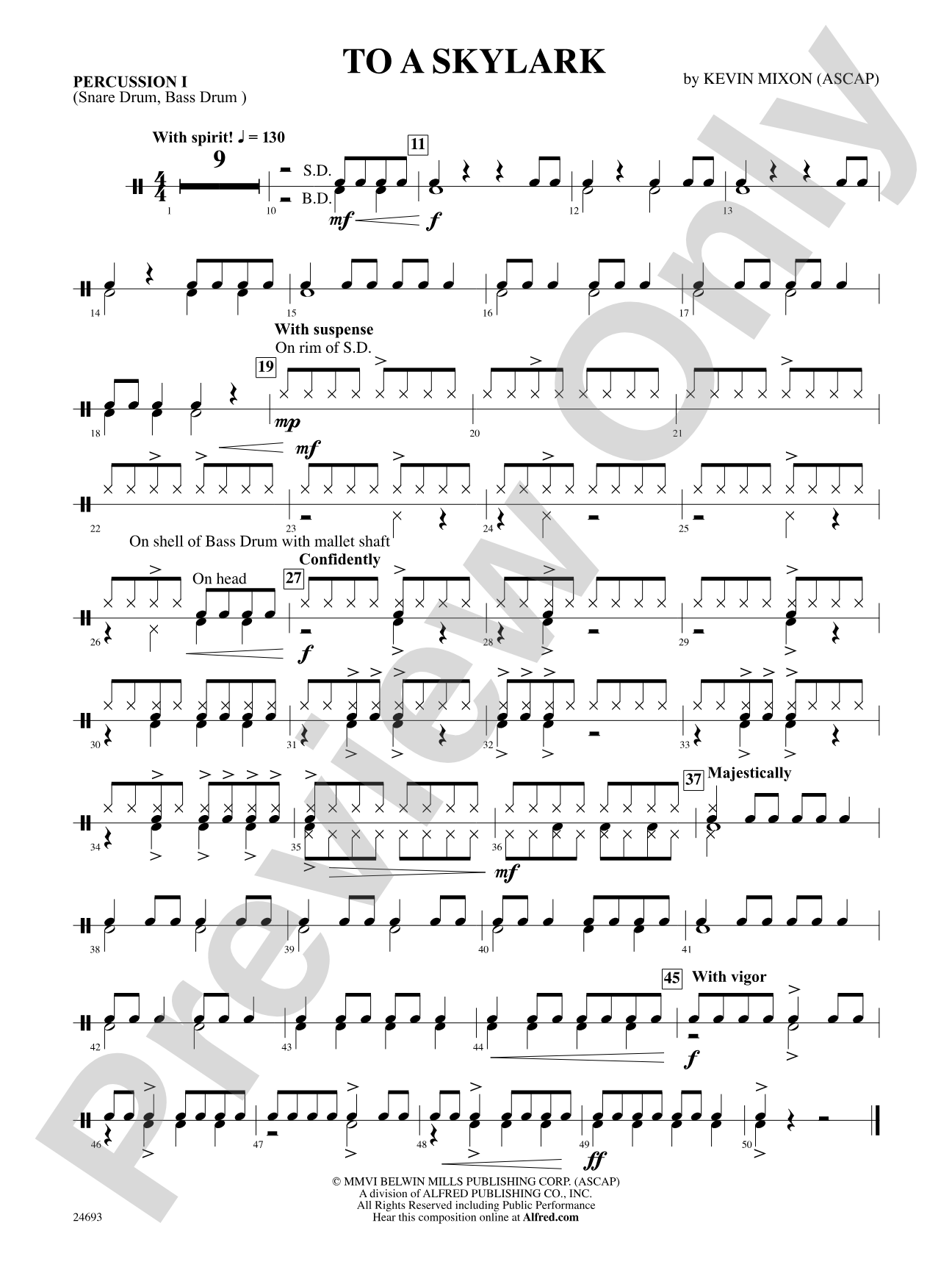 To a Skylark: 1st Percussion