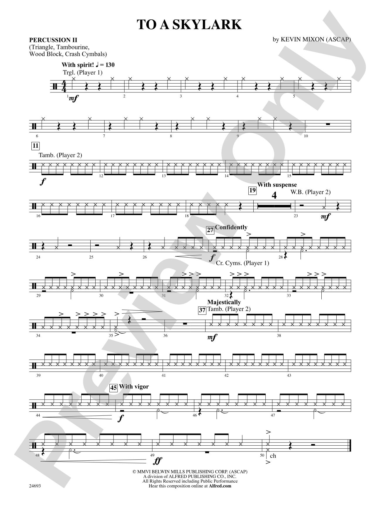 To a Skylark: 2nd Percussion