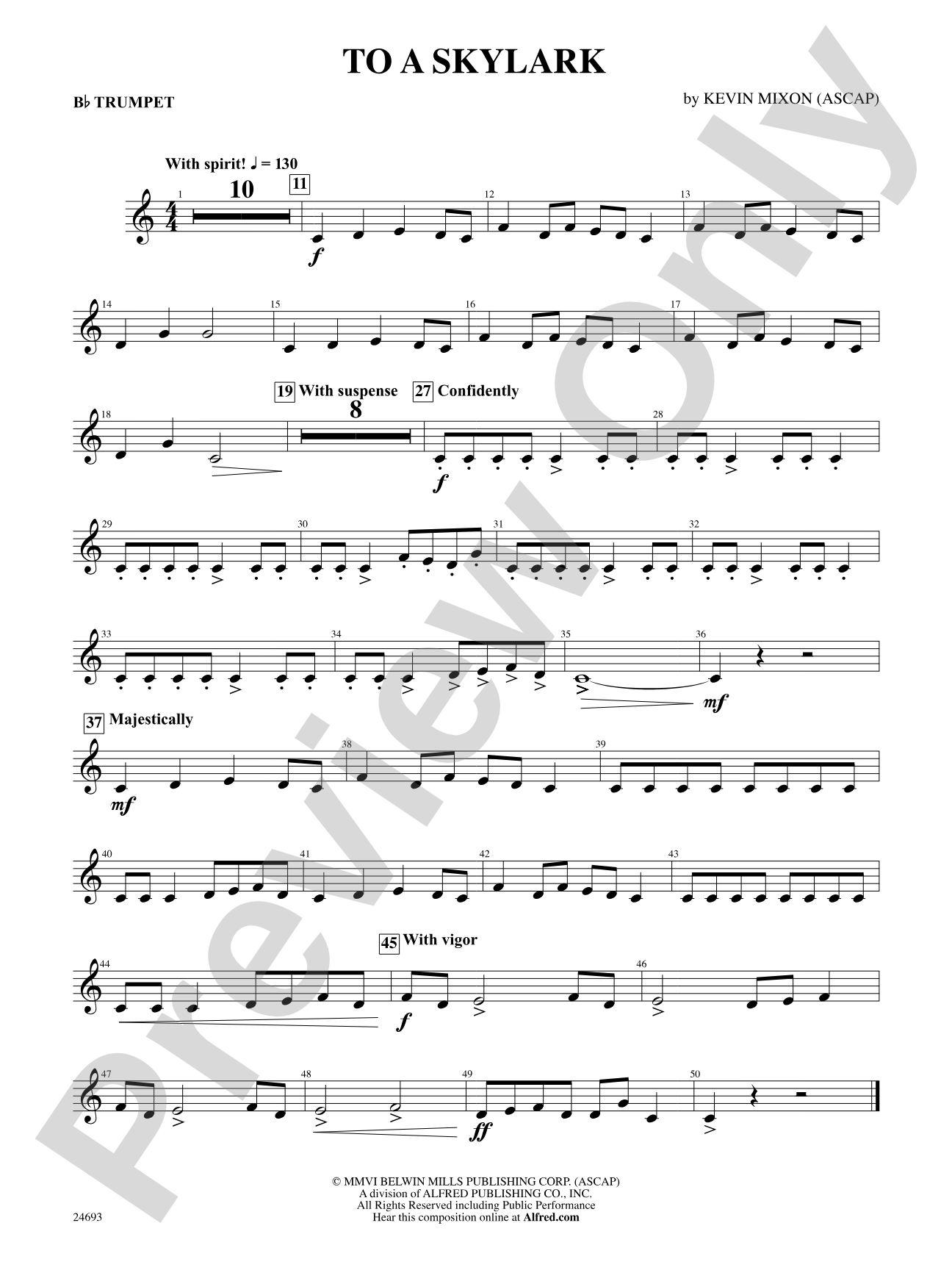 To a Skylark: 1st B-flat Trumpet